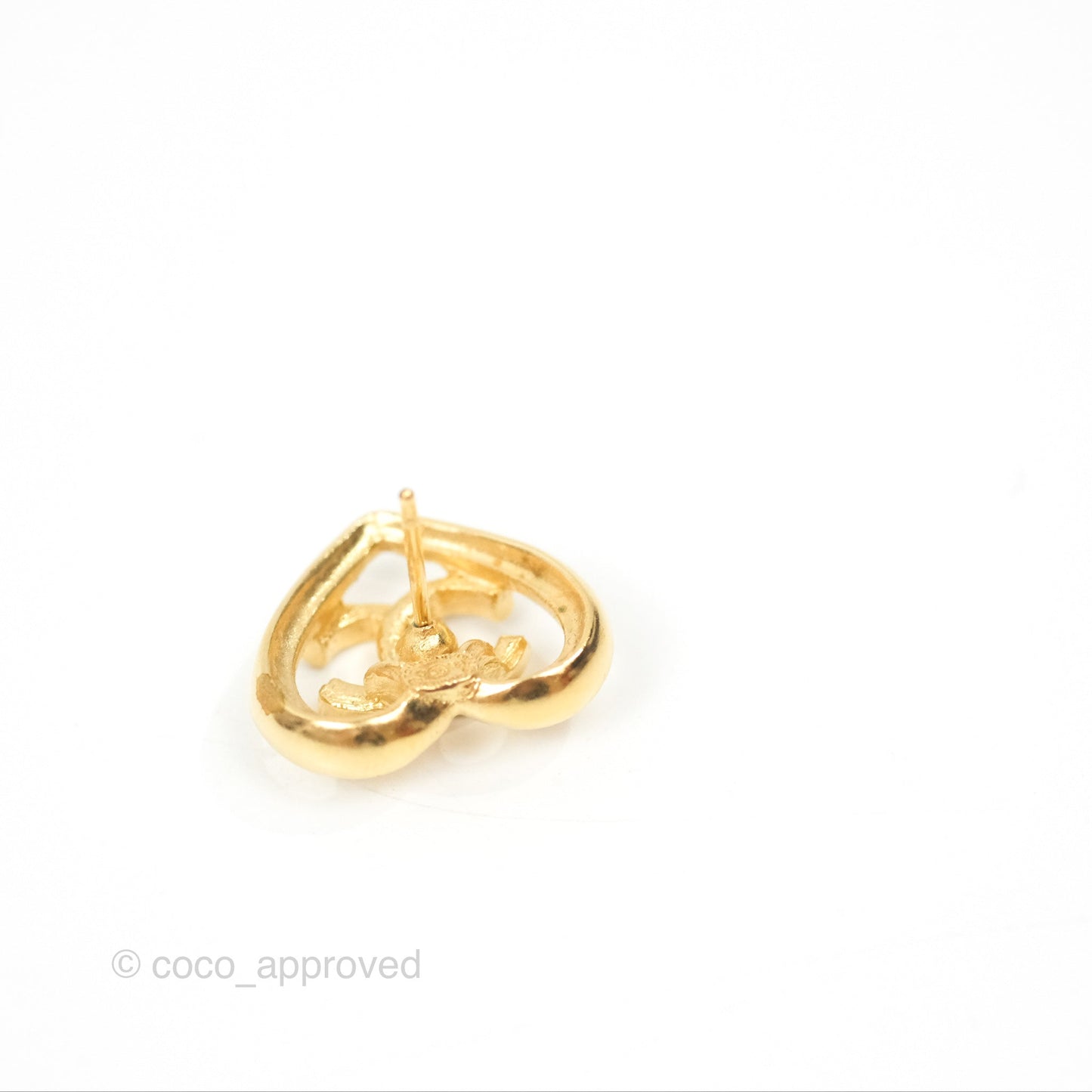 Chanel Crystal CC Heart Earrings Gold Tone 23C