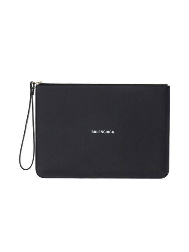 Luxury Balenciaga Logo Strap Cash Large Clutch Bag Black