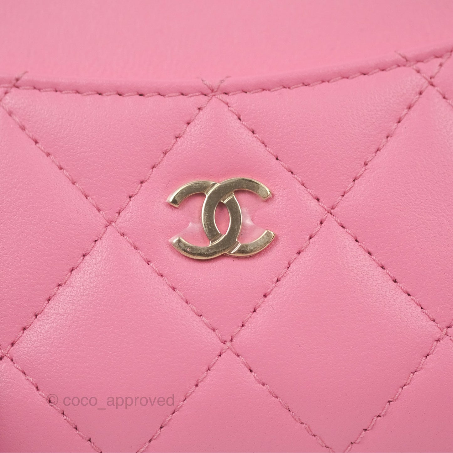 Chanel Quilted Zip Card Holder Pink Lambskin Gold Hardware 23S