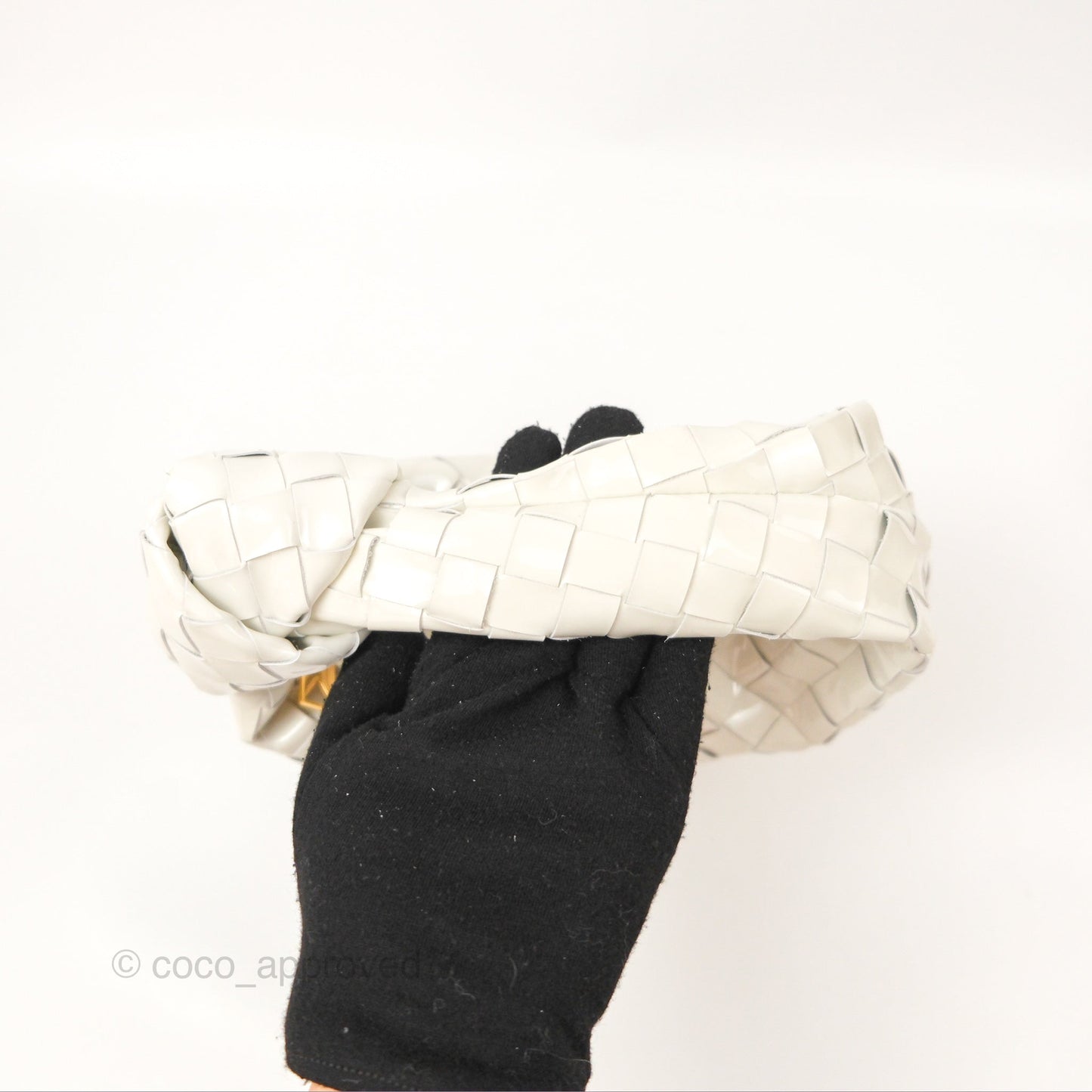 Bottega Veneta Mini Jodie Bag Intrecciato White Patent