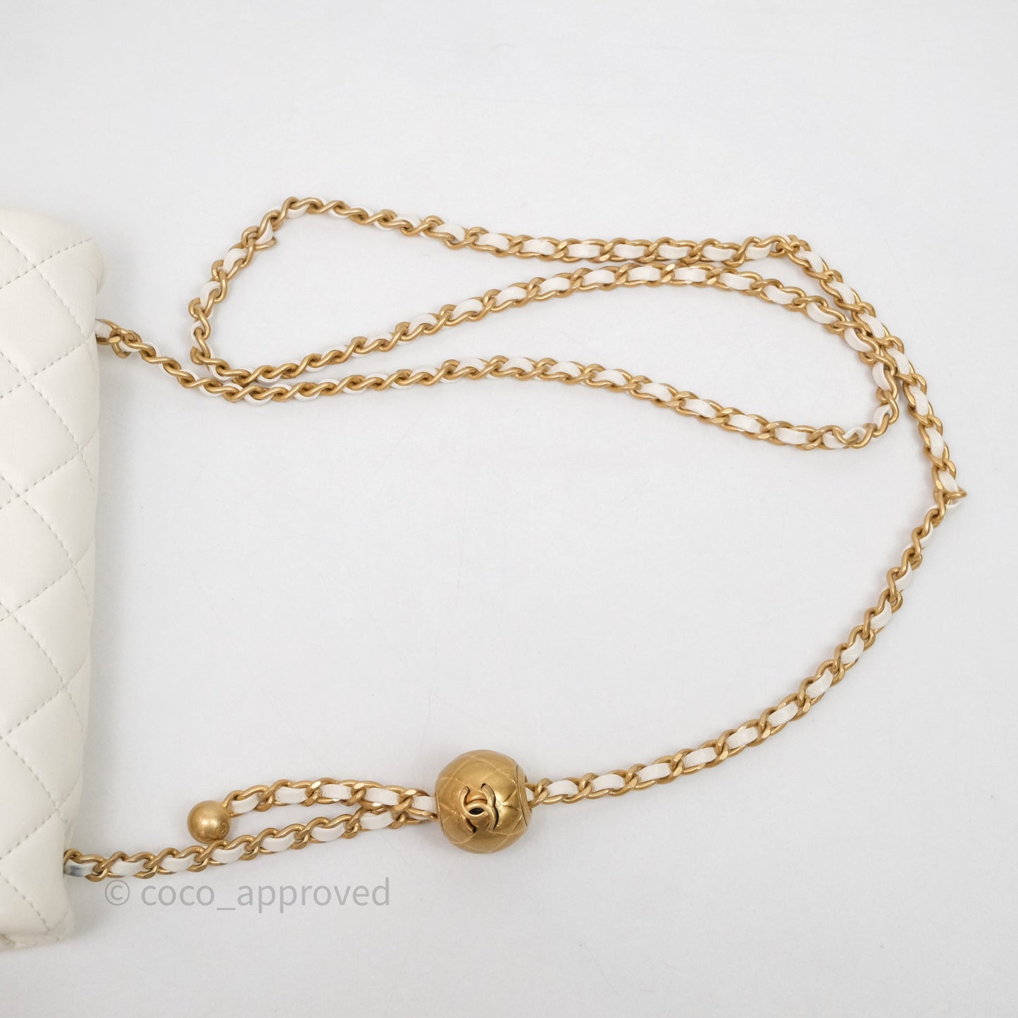 Chanel Mini Rectangular Pearl Crush White Lambskin Aged Gold Hardware