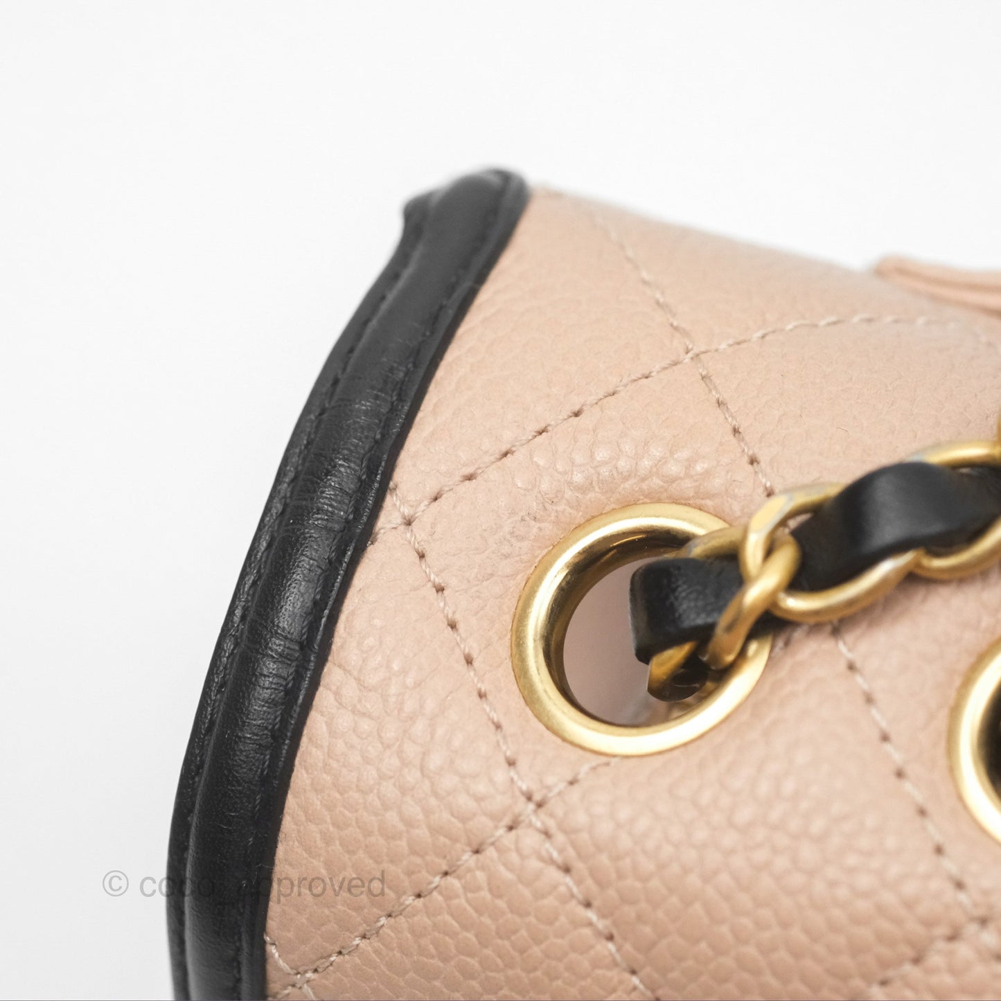 Chanel Quilted Medium CC Filigree Flap Beige Black Caviar