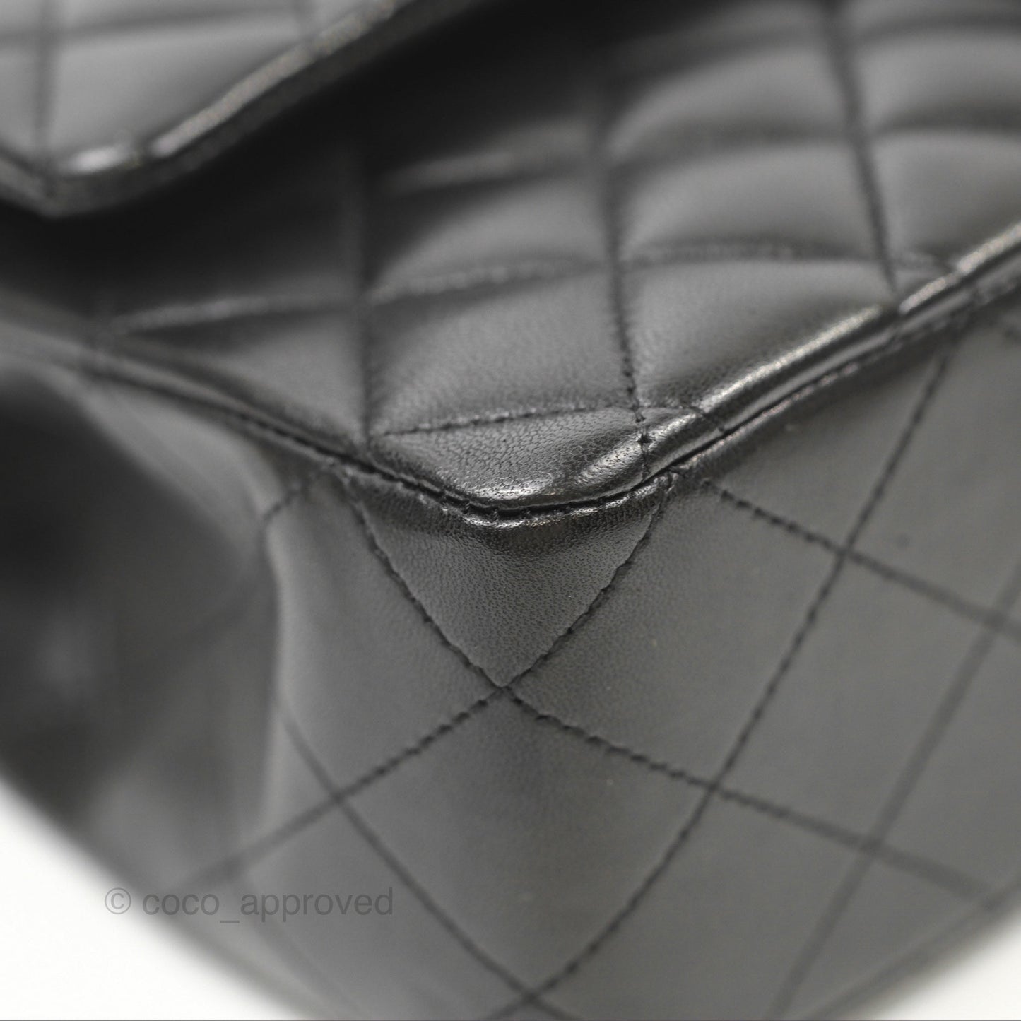Chanel Classic M/L Medium Flap Quilted Black Lambskin Silver Hardware