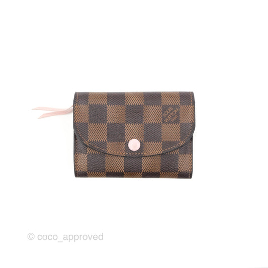 Louis Vuitton Rosalie Coin Purse Damier Ebene Rose Ballerina