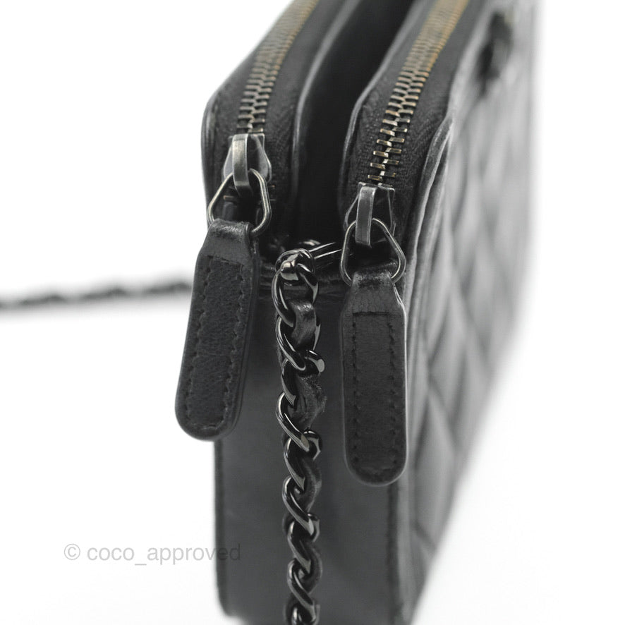 Chanel Le Boy Double Zip Wallet On Chain So Black Lambskin