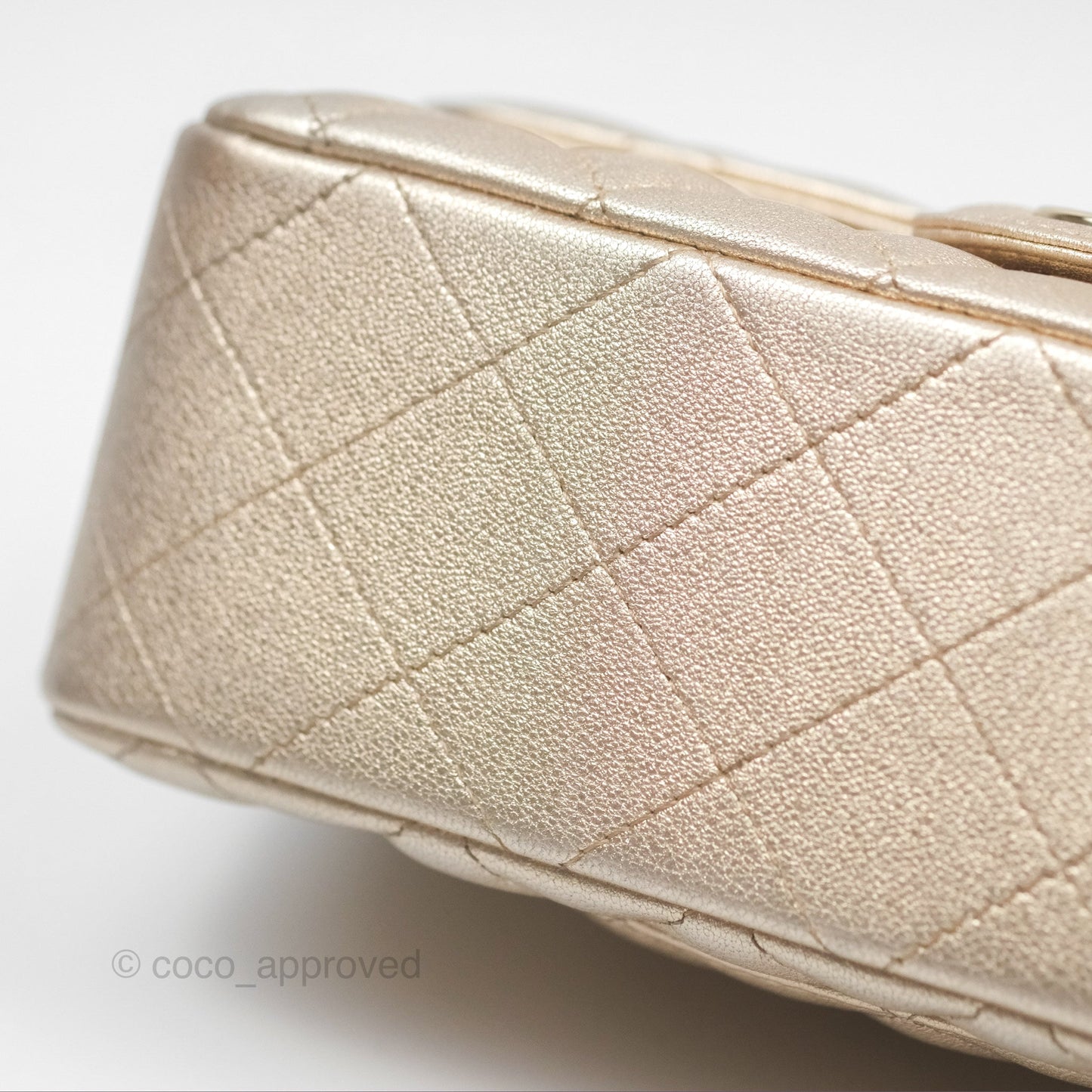 Chanel Quilted Mini Rectangular Iridescent Gold Lambskin Gold Hardware