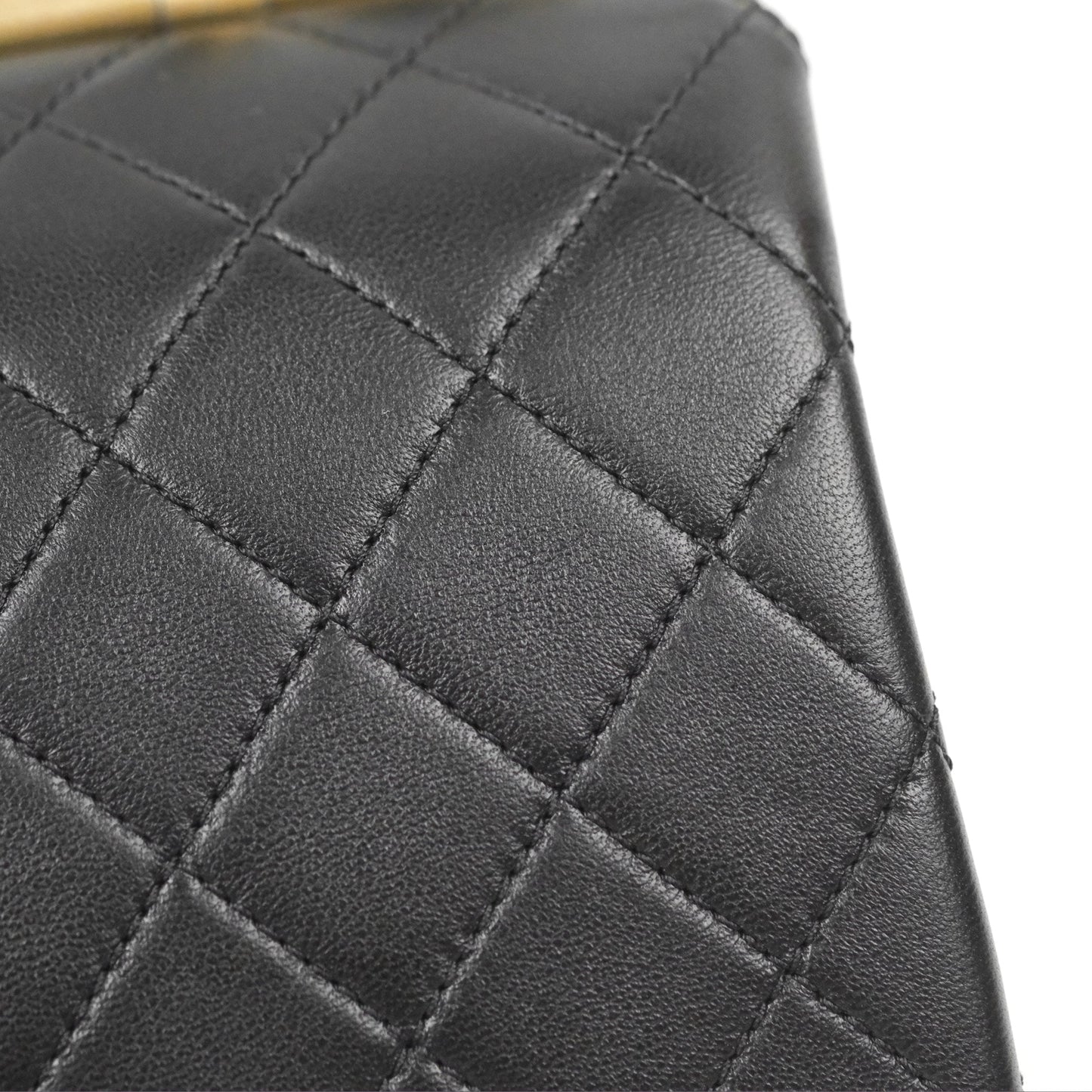 Chanel La Parisienne Top Handle Flap Bag Black Lambskin Aged Gold Hardware