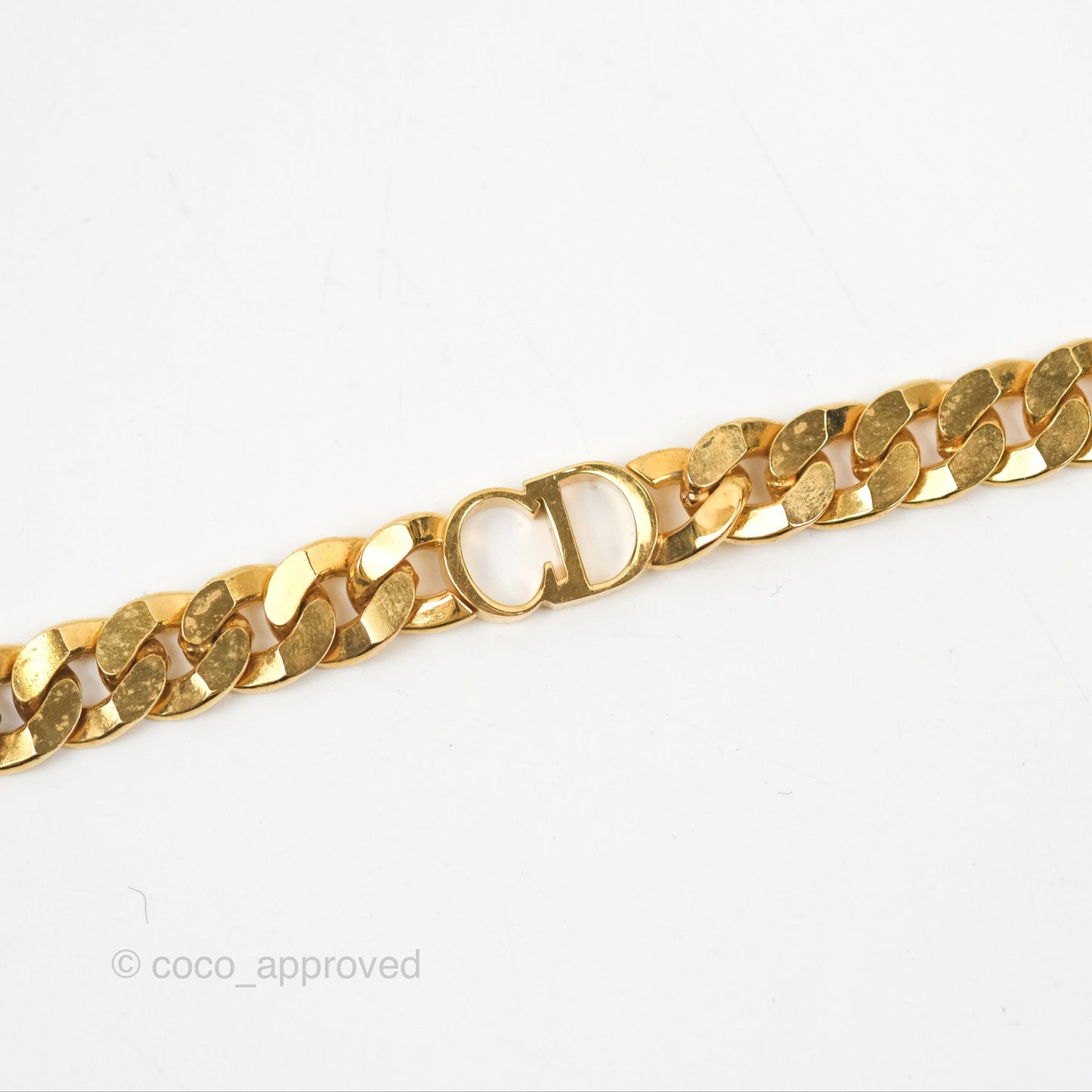 Christian Dior CD Chain Choker Necklace Gold Tone
