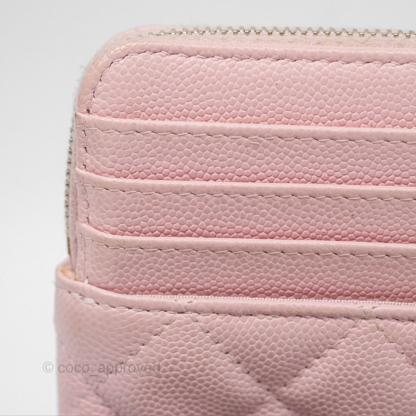Chanel Quilted Classic Zip Card Holder Wallet Pink Caviar Gold Hardware