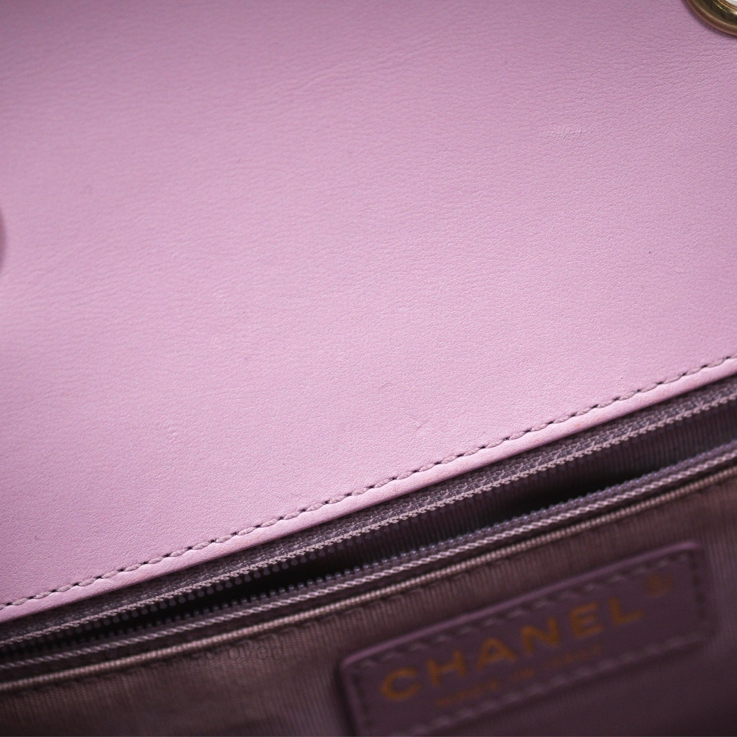 Chanel Quilted Flap Bag Pink Lambskin Aged Gold Hardware