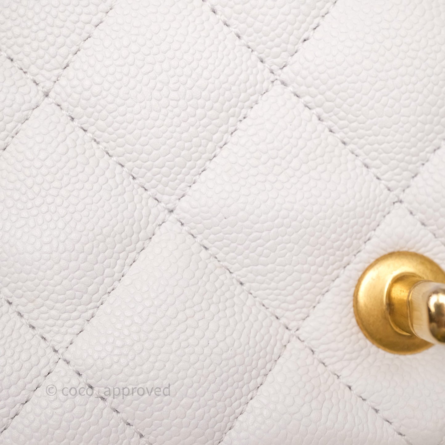 Chanel Heart Crush Mini Flap Bag White Caviar Aged Gold Hardware