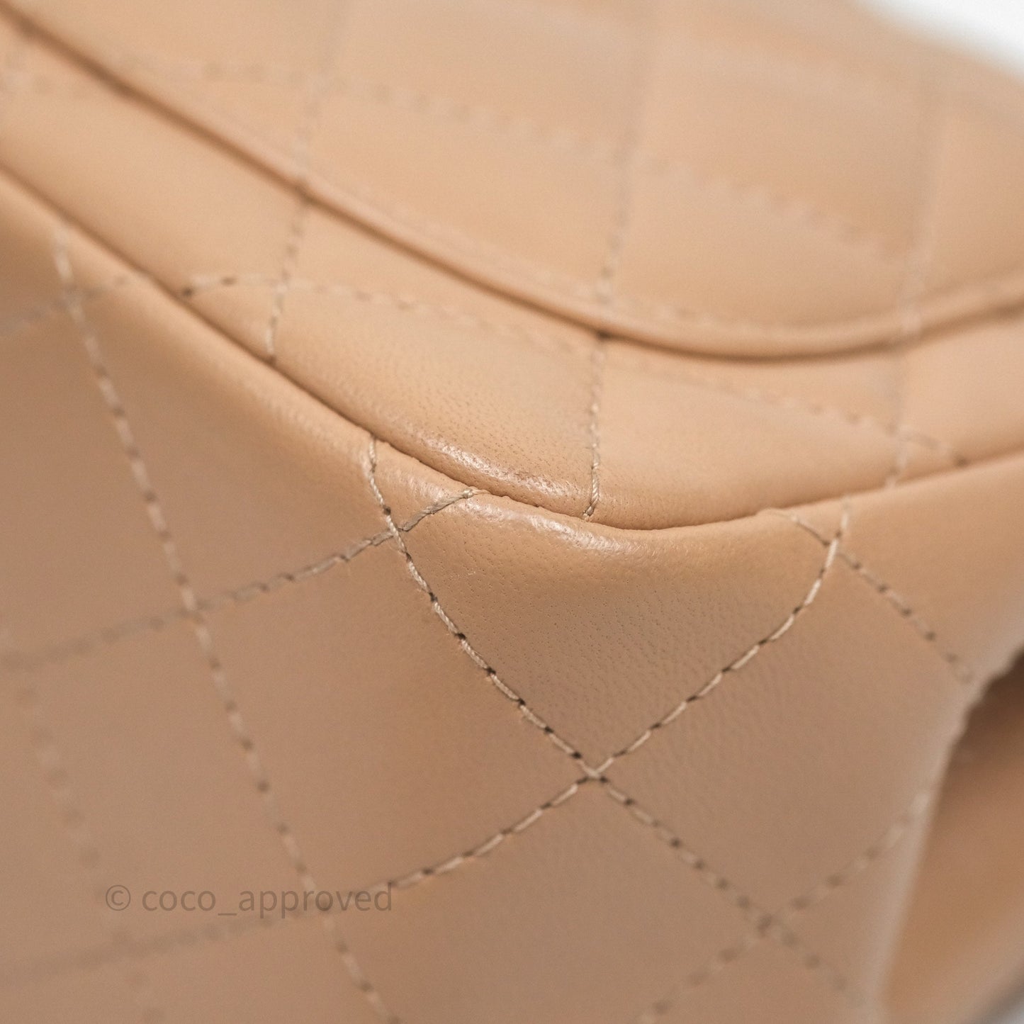 Chanel Mini Square Flap Quilted Beige Lambskin Gold Hardware