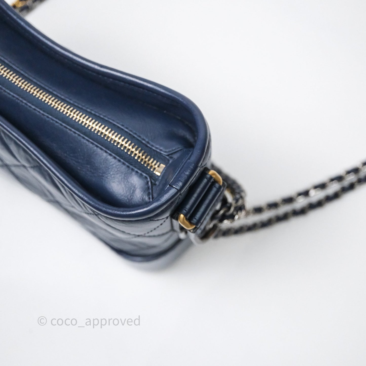 Chanel Quilted Small Gabrielle Hobo Navy Aged Calfskin Mixed Hardware