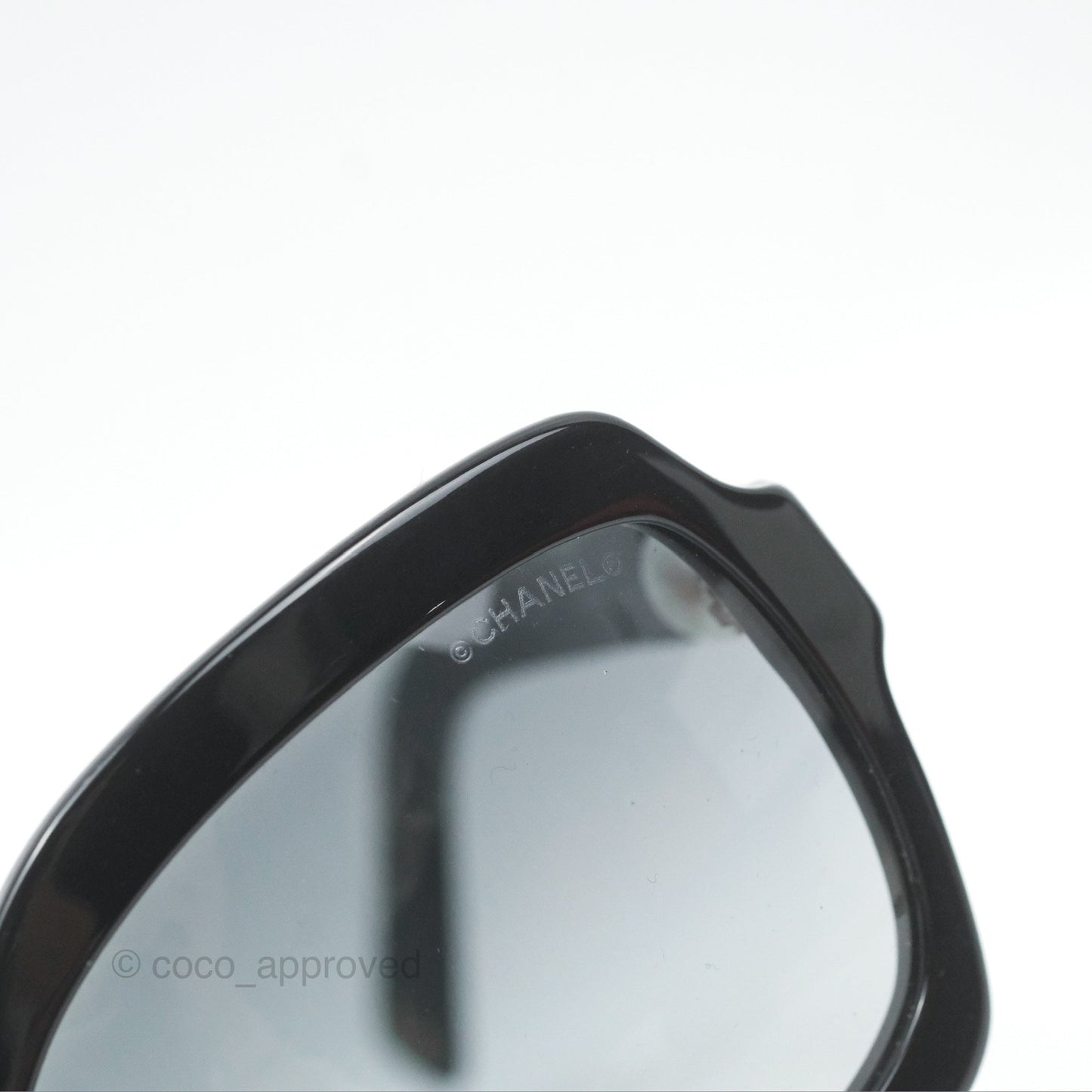 Chanel Acetate Strass Square Pearl Sunglasses Black