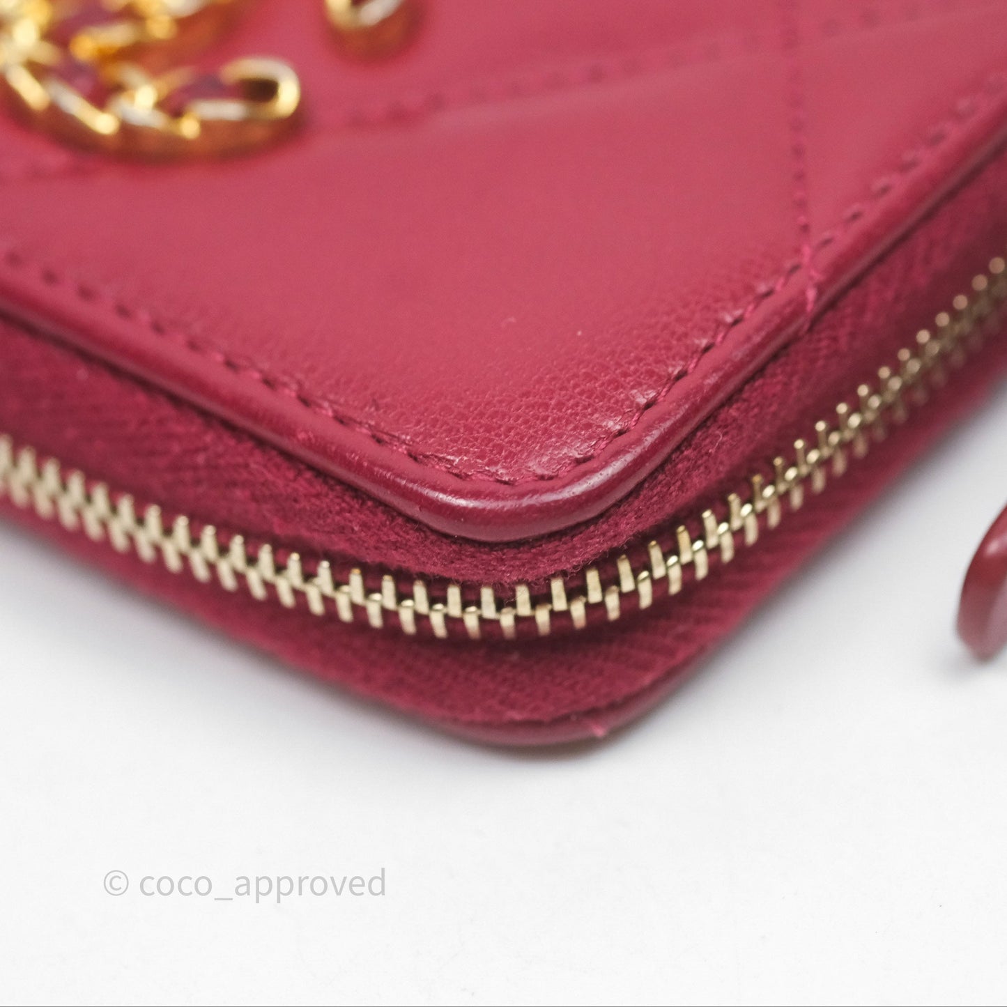 Chanel 19 Zip Card Holder Pink Lambskin Gold Hardware