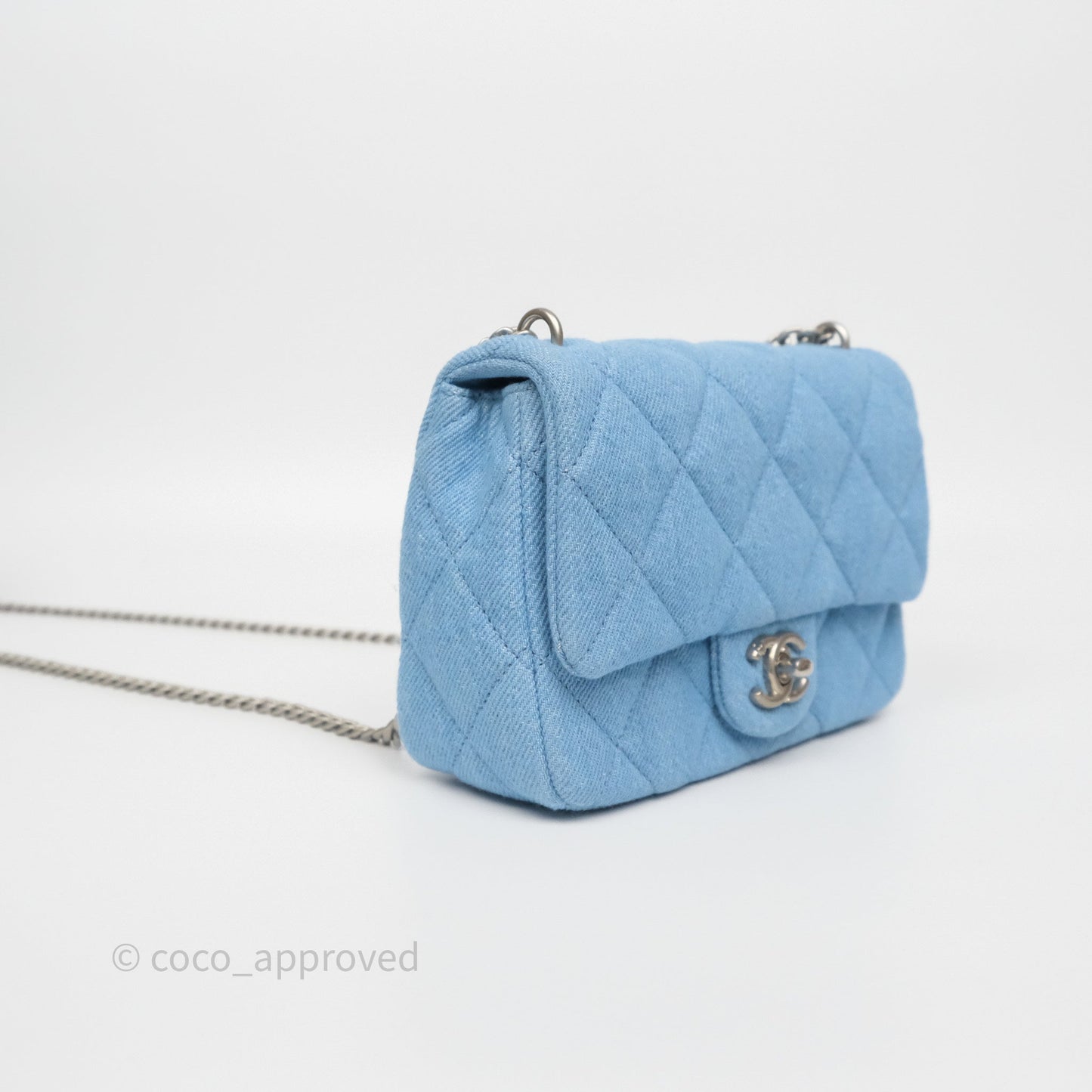 Chanel Heart Crush Mini Flap Bag Blue Denim Aged Silver Hardware
