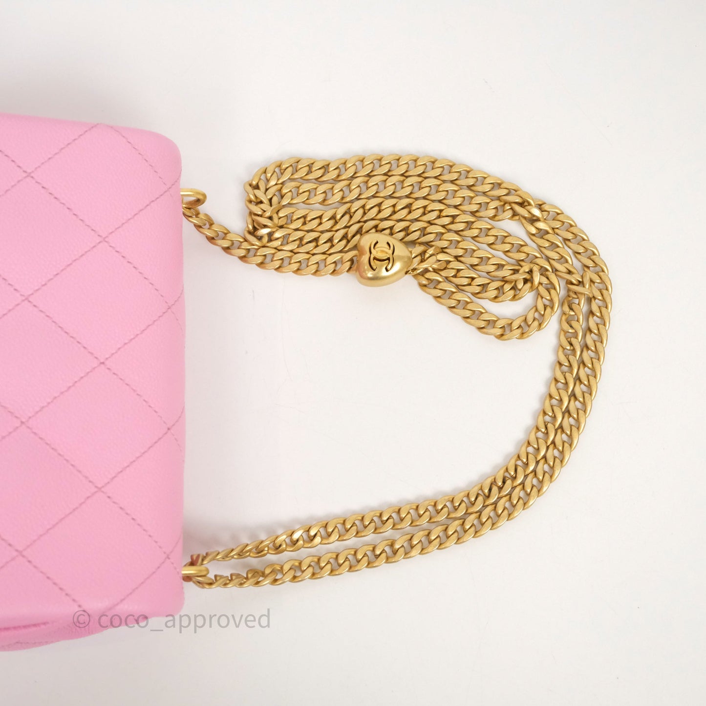 Chanel Heart Crush Mini Flap Bag Pink Caviar Aged Gold Hardware