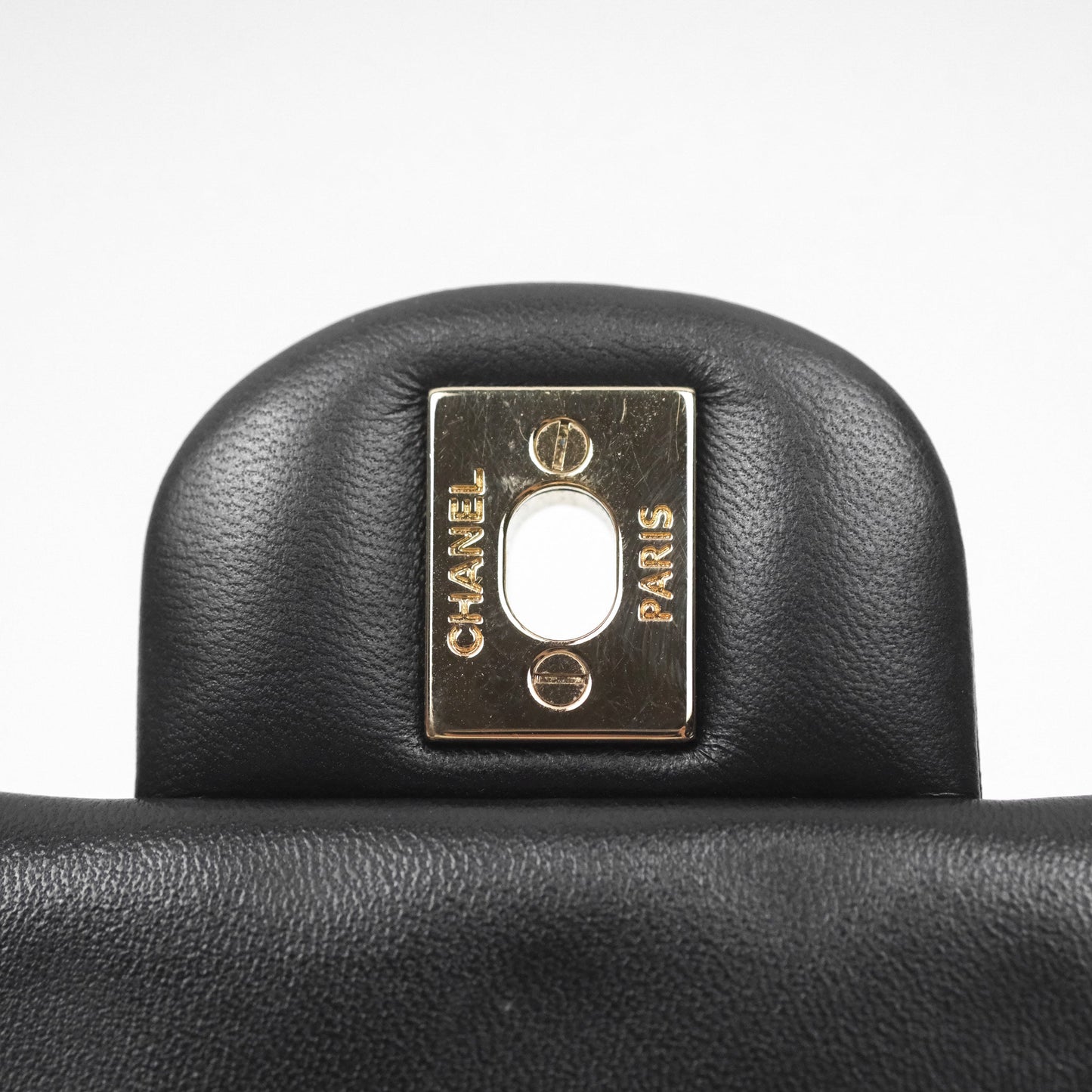 Chanel Quilted Mini Square Flap Black Lambskin Gold Hardware
