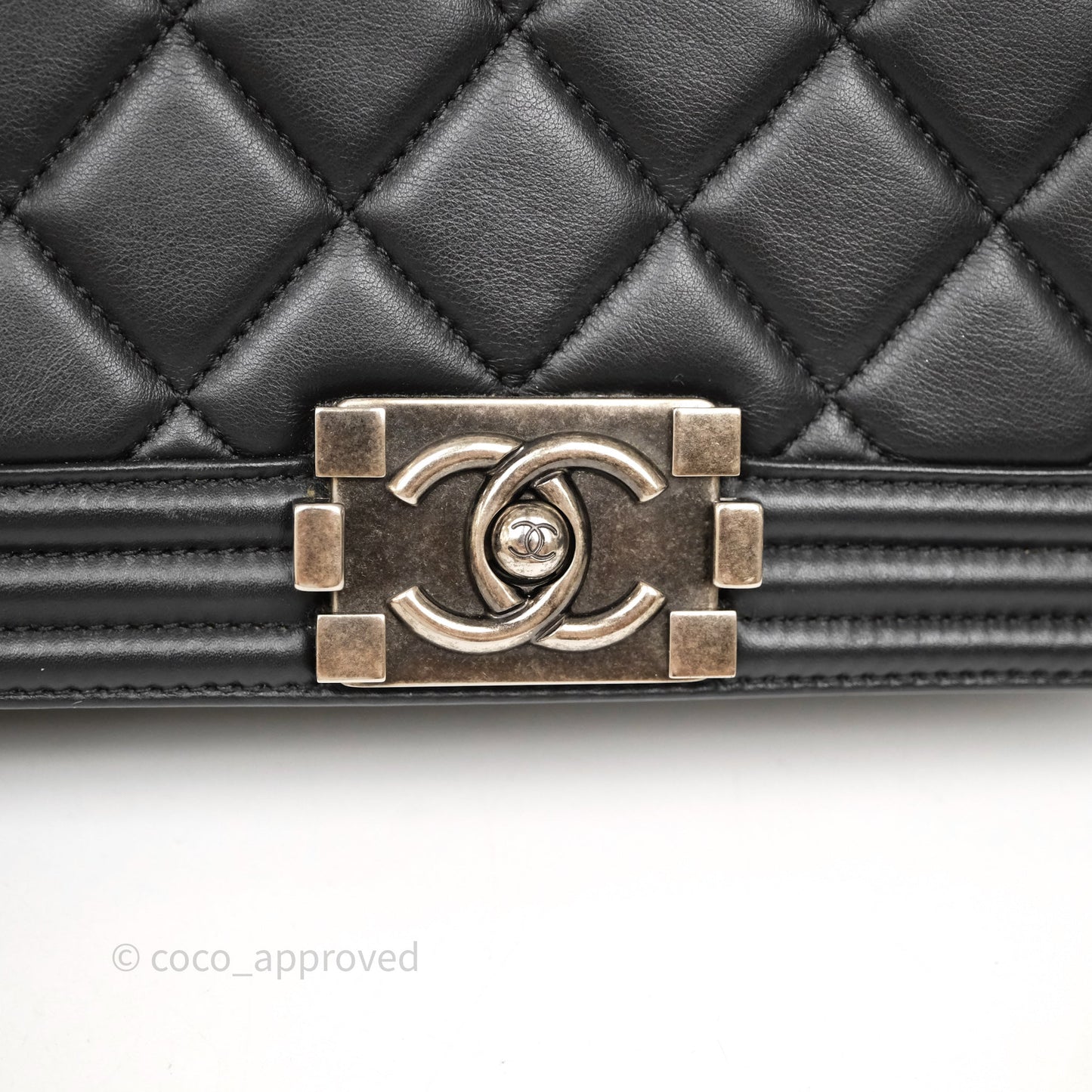 Chanel Quilted Medium Boy Black Lambskin Ruthenium Hardware