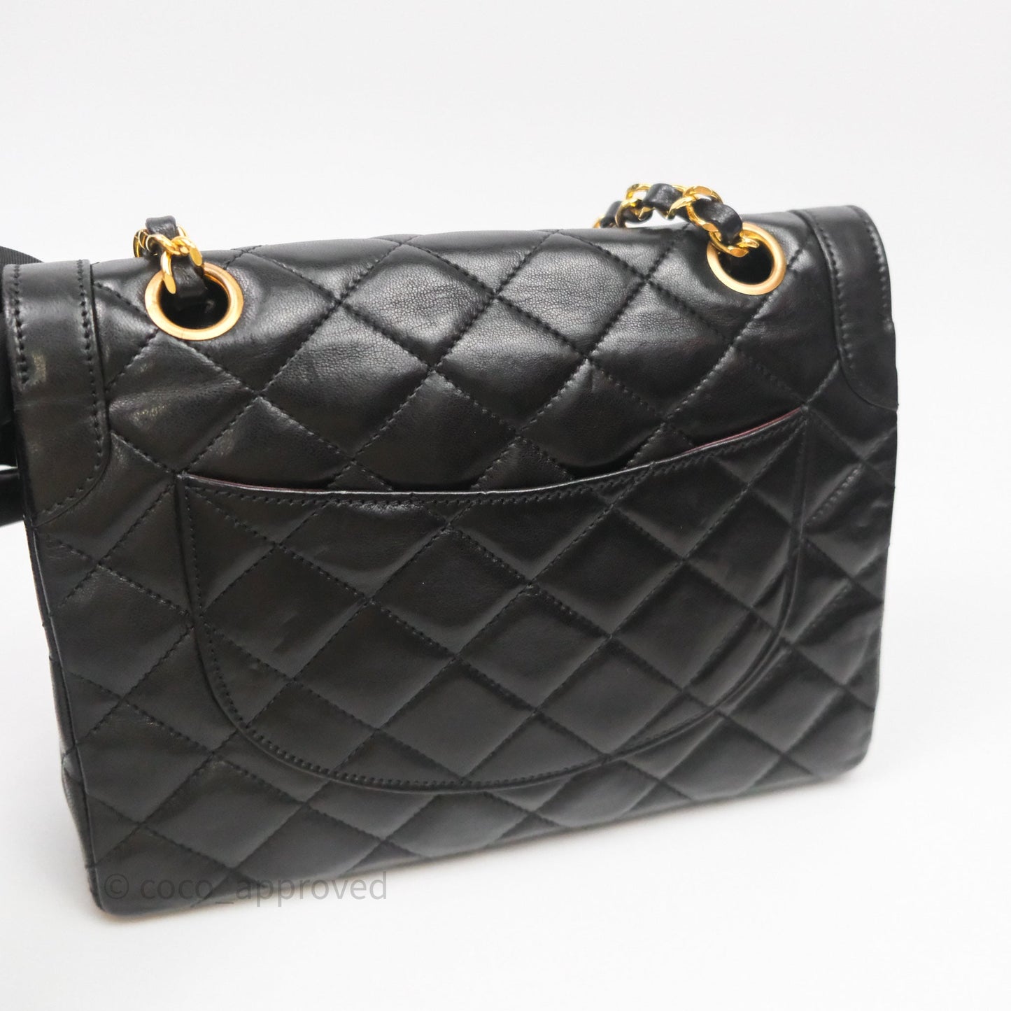 Chanel Quilted Vintage Flap Bag Lambskin Black 24K Gold Hardware