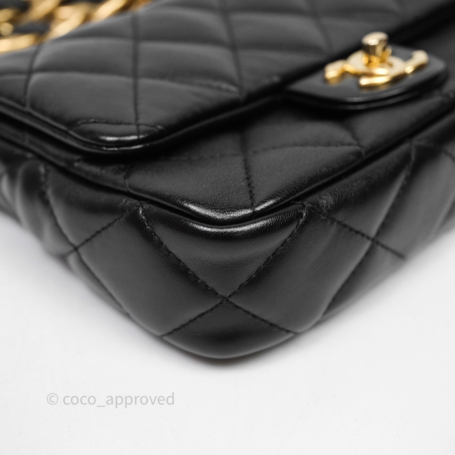 Chanel Small Funky Town Black Lambskin Aged Gold Hardware