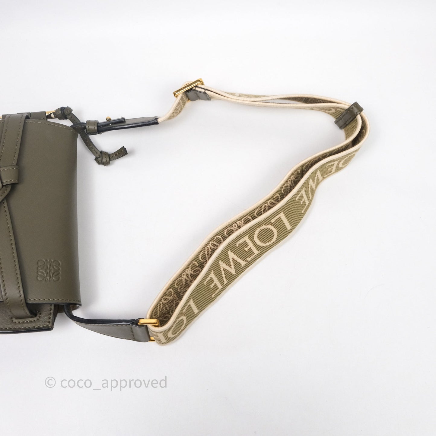 Loewe Mini Gate Dual Bag Soft Calfskin & Jacquard Strap Autumn Green