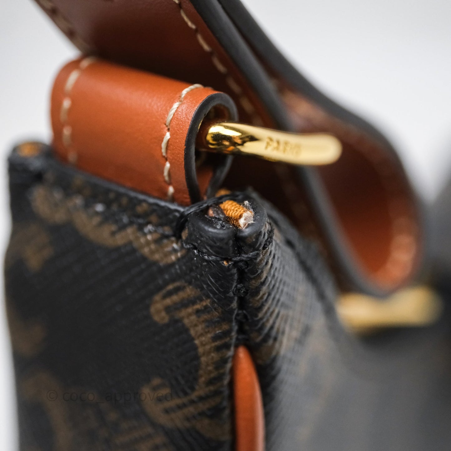 Celine Medium Ava Triomphe Bag Triomphe Canvas Tan Calfskin