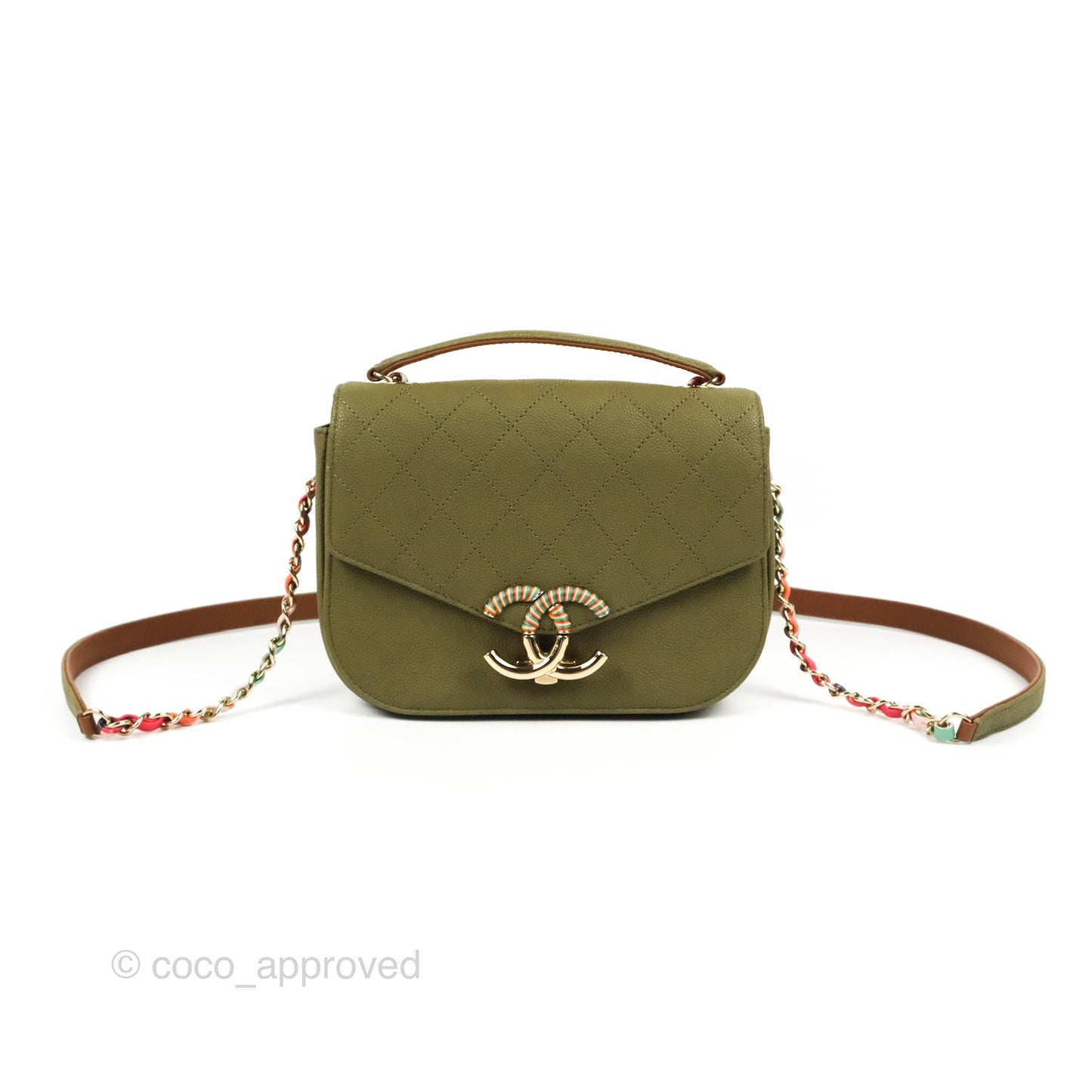 Chanel Small Cuba Top Handle Flap Khaki Caviar
