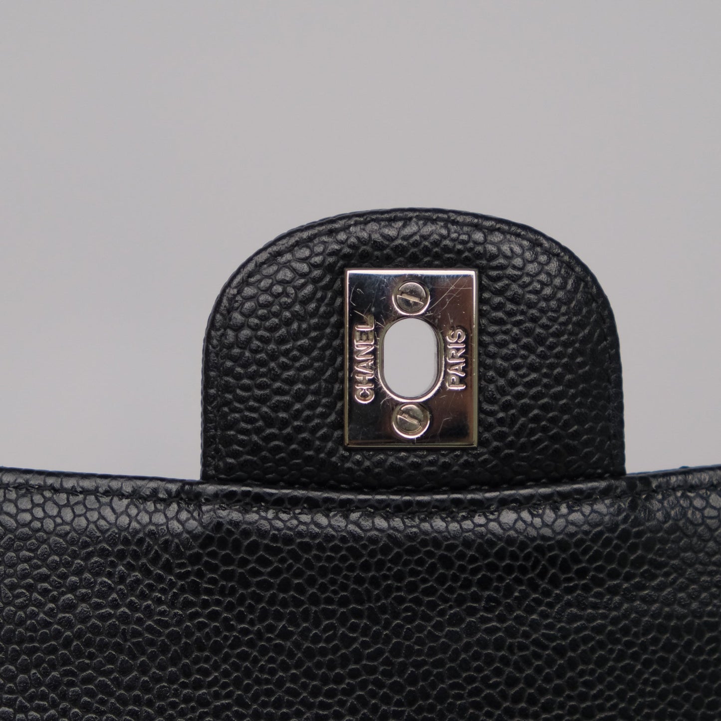 Chanel Classic M/L Medium Flap Quilted Black Caviar Silver Hardware