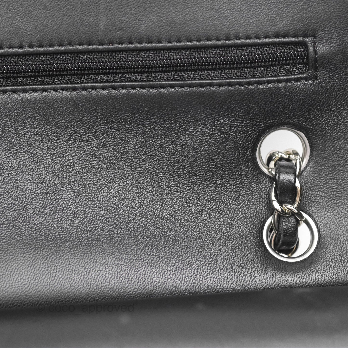 Chanel Classic M/L Medium Flap Quilted Black Lambskin Silver Hardware