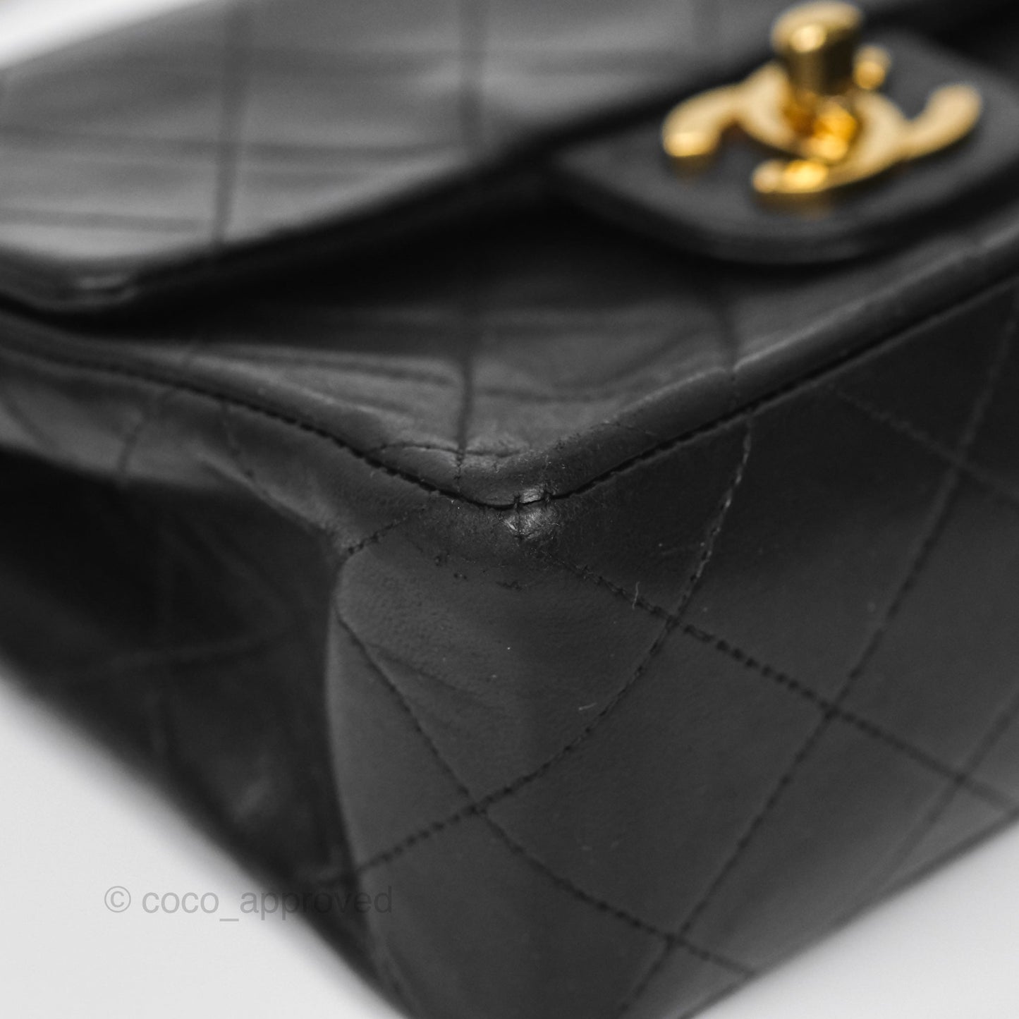 Chanel Vintage Mini Square Black Lambskin 24K Gold Hardware