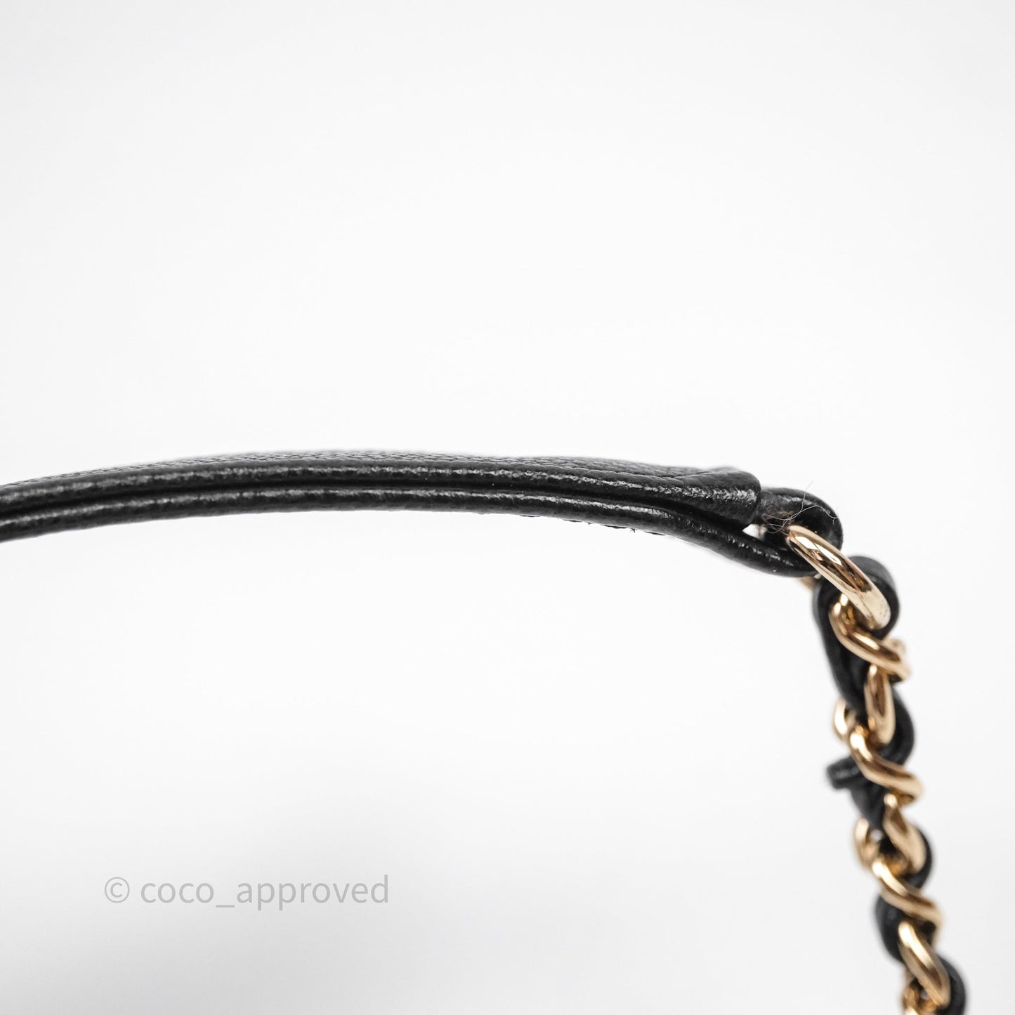 Chanel Small Coco Handle Quilted Black Caviar Aged Gold Hardware Lizard Handle