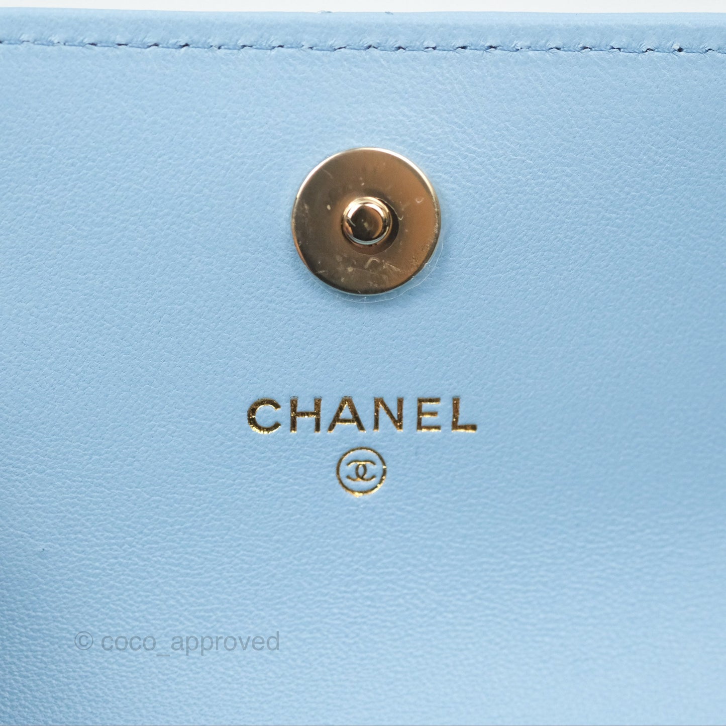 Chanel Mini Clutch With Chain Blue Lambskin Gold Hardware