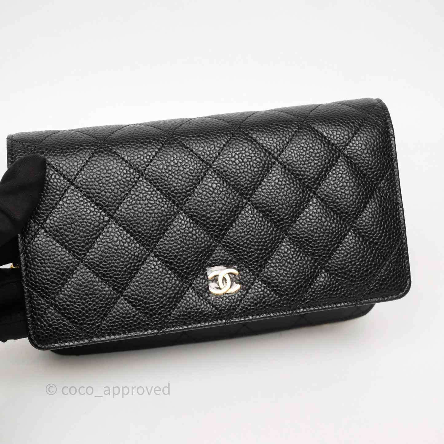 Chanel Quilted Classic Wallet On Chain WOC Black Caviar Gold Hardware