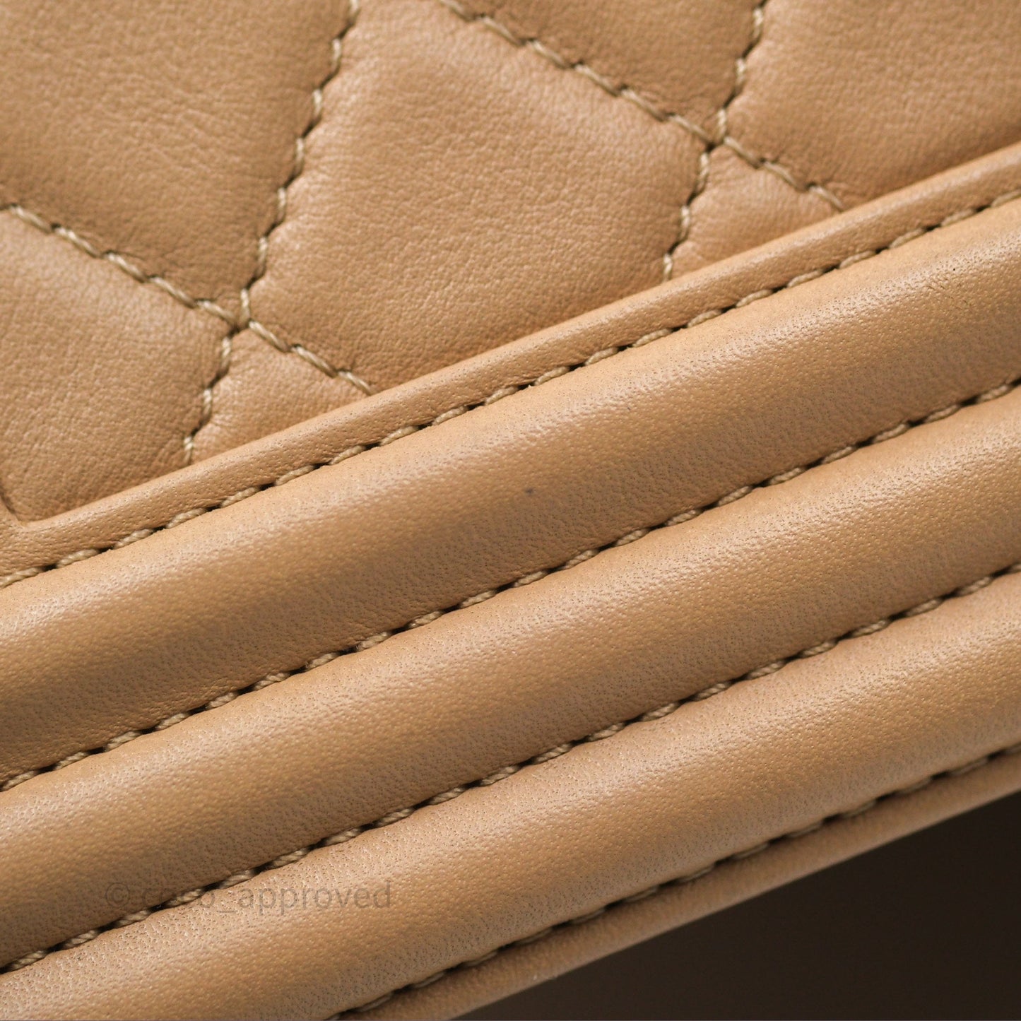 Chanel Boy Quilted Medium Beige Calfskin Gold Hardware