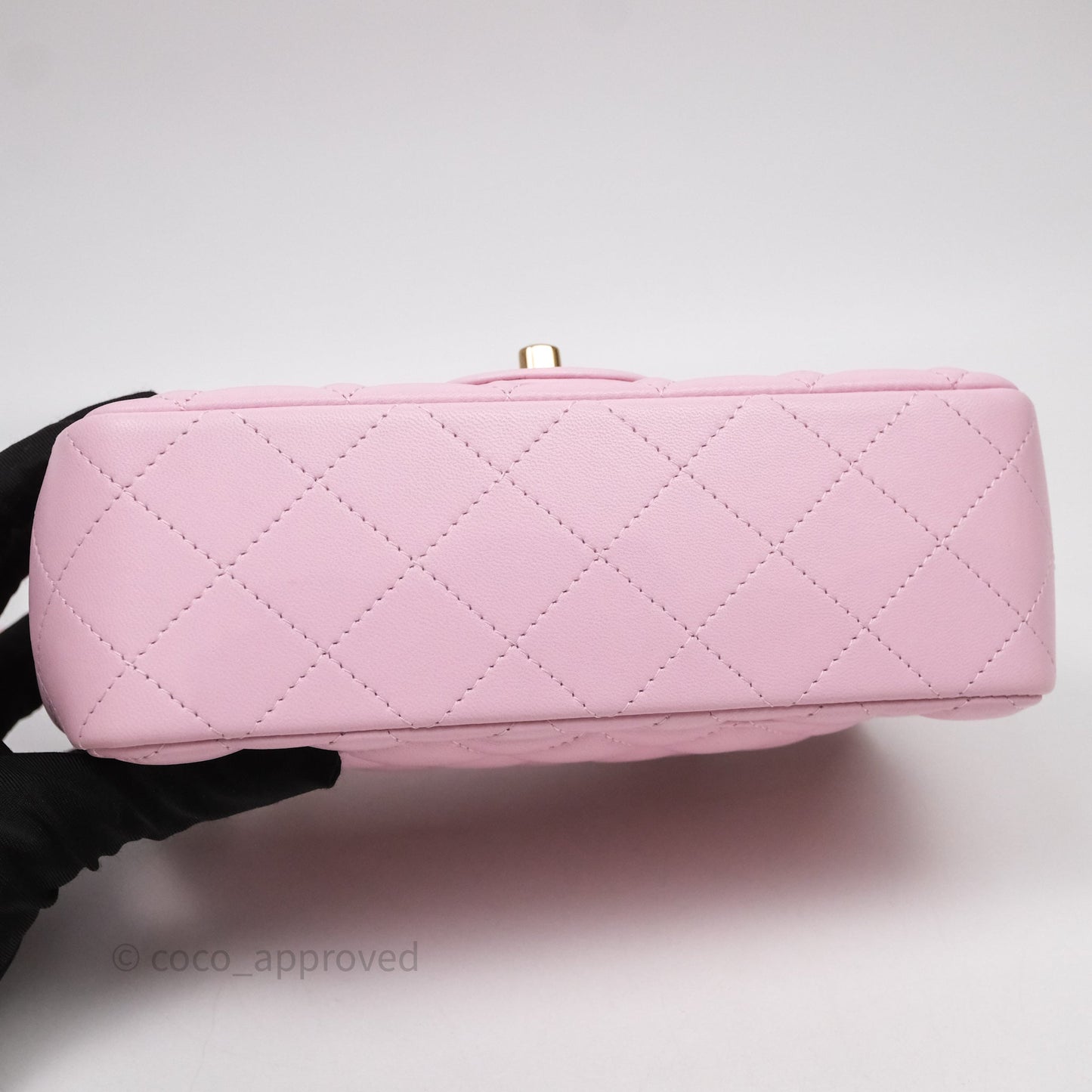 Chanel Top Handle Mini Rectangular Flap Pink Lambskin Gold Hardware