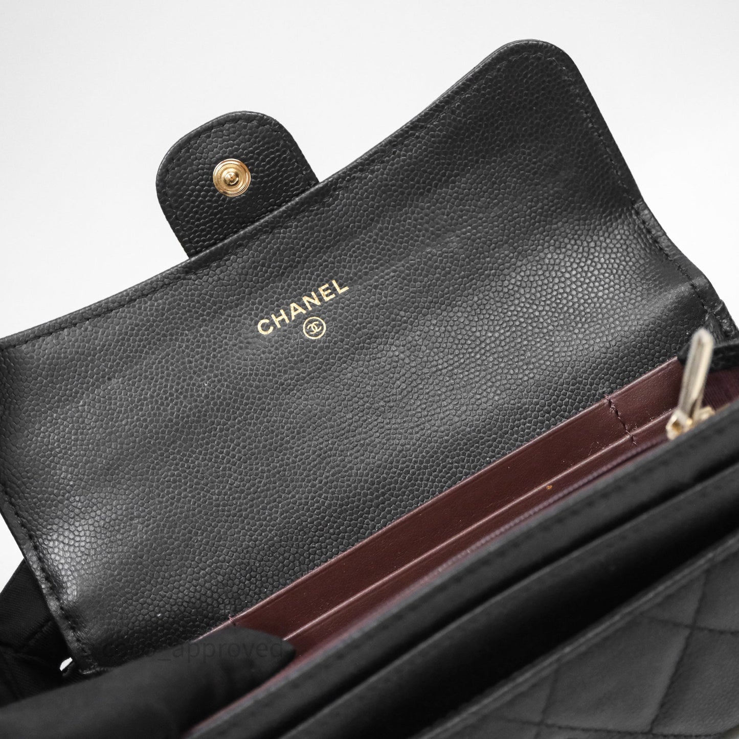 Chanel Classic Quilted Flap Long Wallet Black Caviar Gold Hardware