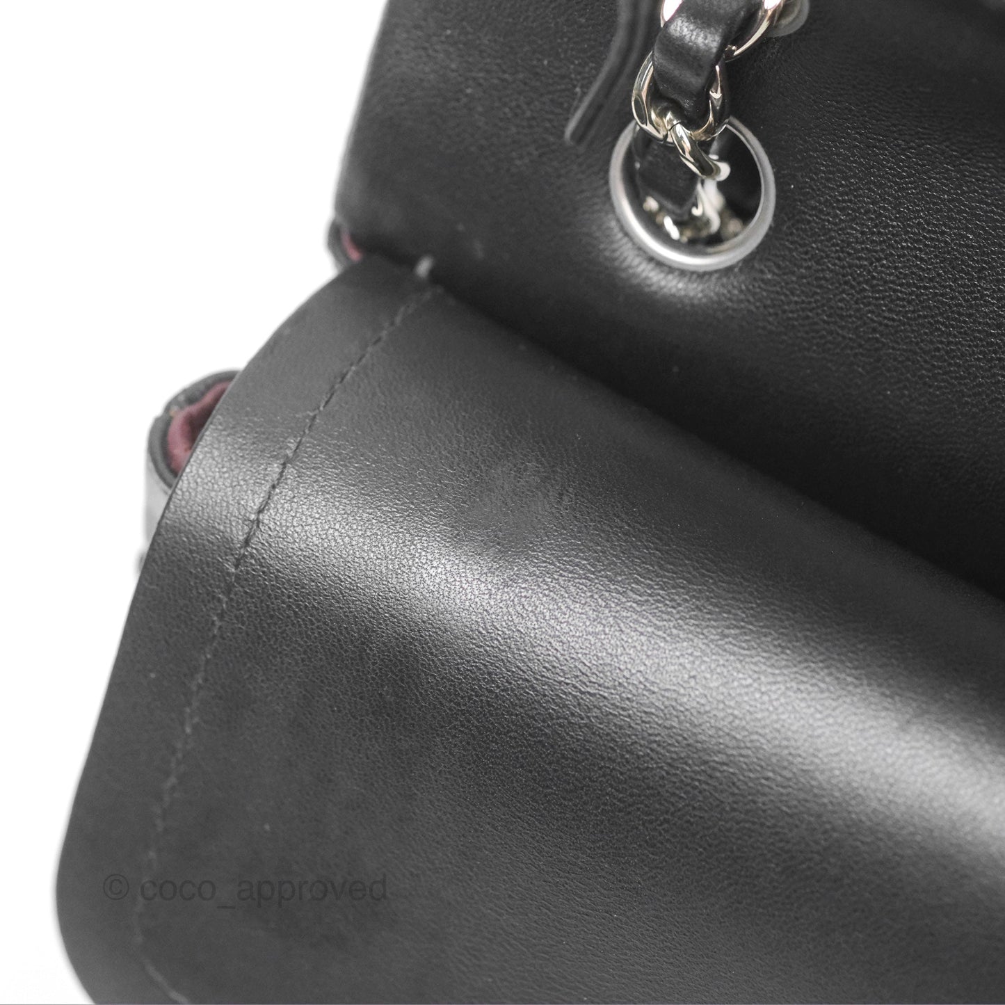 Chanel Classic M/L Medium Flap Quilted Black Lambskin Silver Hardware