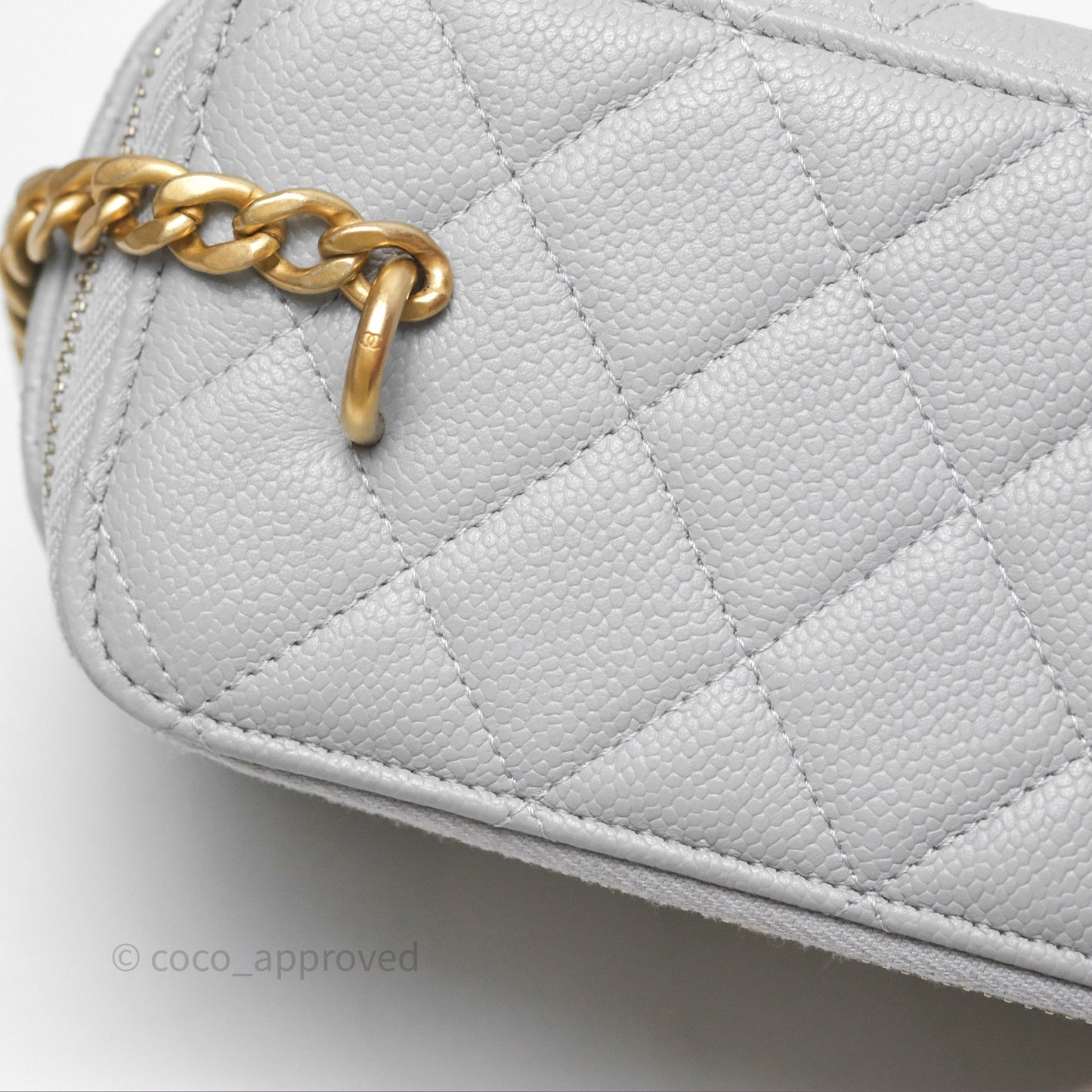 Chanel Vanity with Heart Adjustable Chain Grey Caviar Aged Gold Hardware