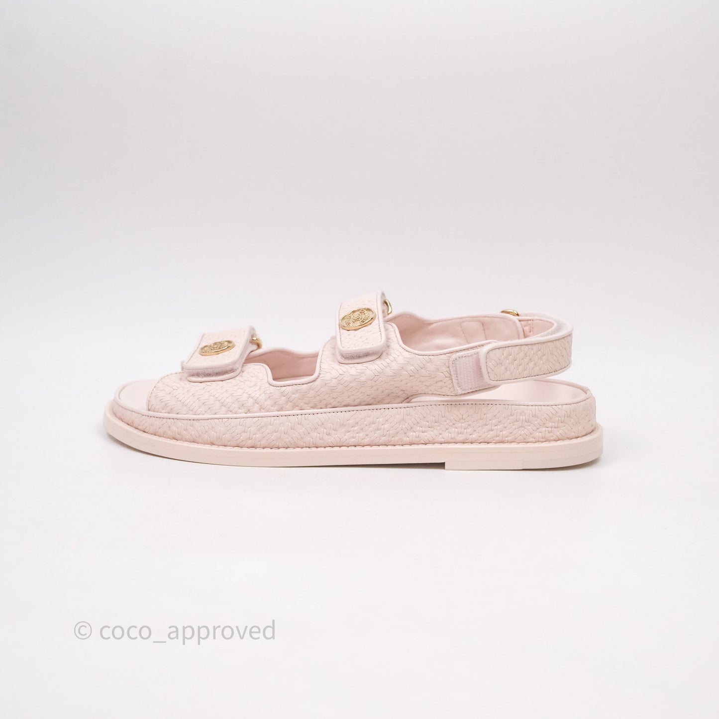 Chanel Dad Sandals Medallion Light Pink Size 39