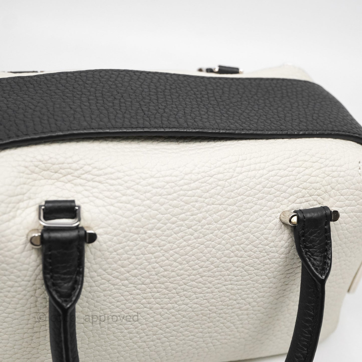 Delvaux Cool Box Mini Taurillon Soft Grained White/Black Calfskin Silver Hardware
