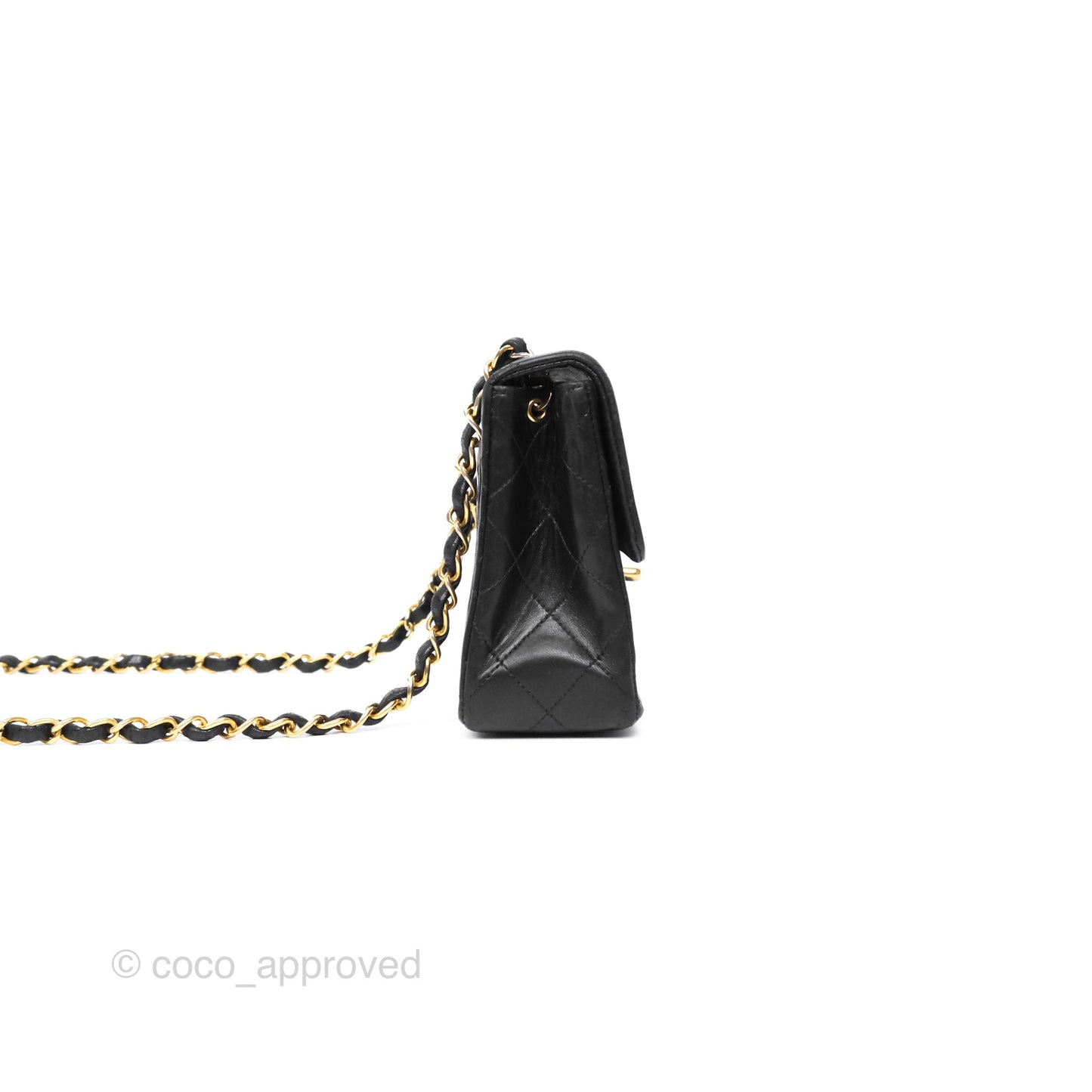Chanel Vintage Mini Square Black Lambskin 24K Gold Hardware