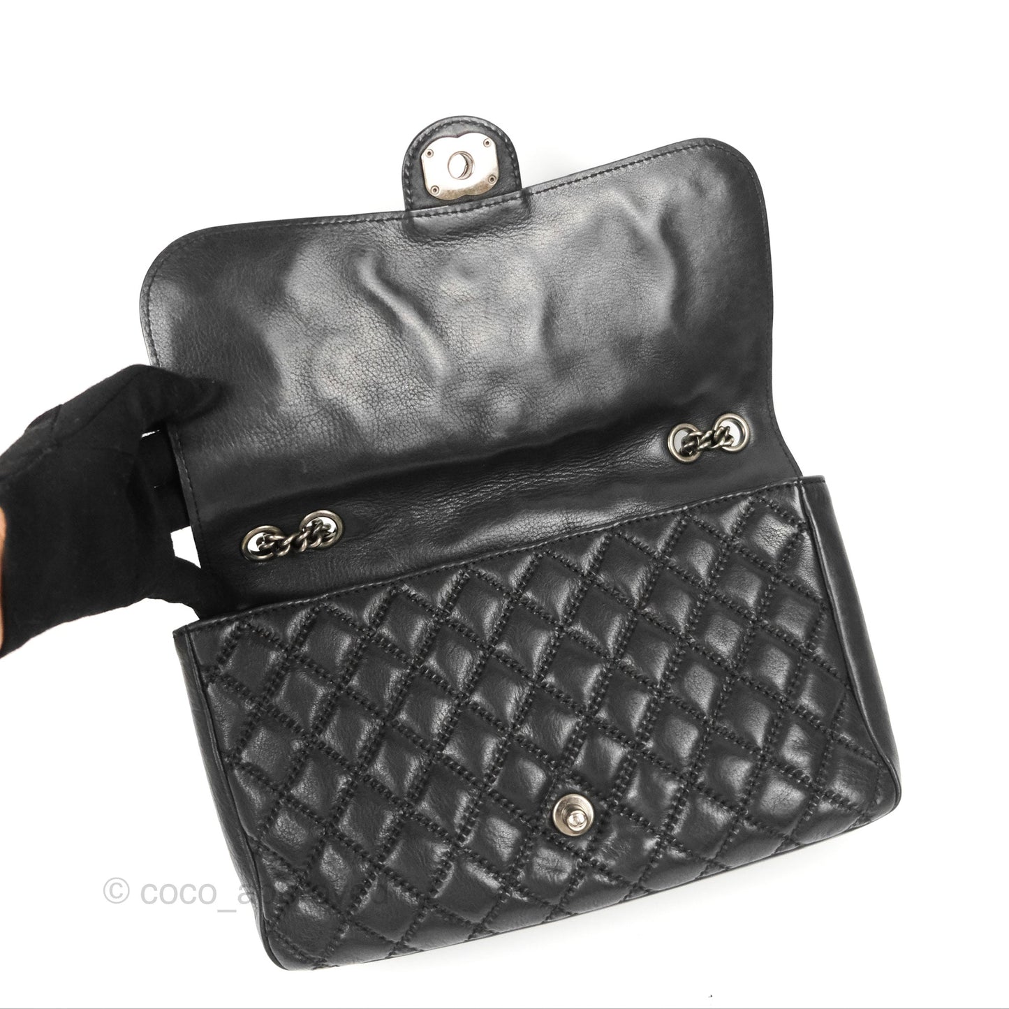 Chanel Flap Bag Quilted Black Soft Calfskin Ruthenium Hardware