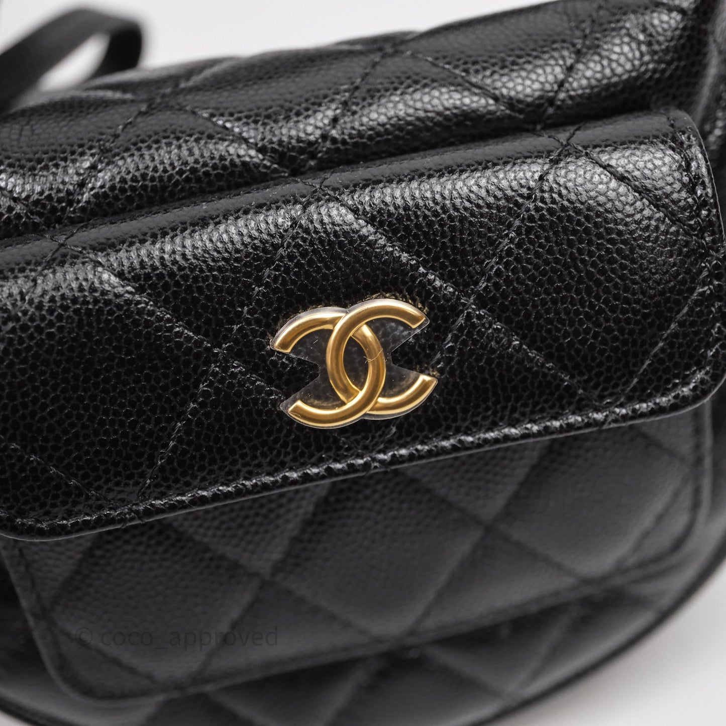 Chanel Quilted Polly Pocket Hobo Bag Caviar Black Gold Hardware