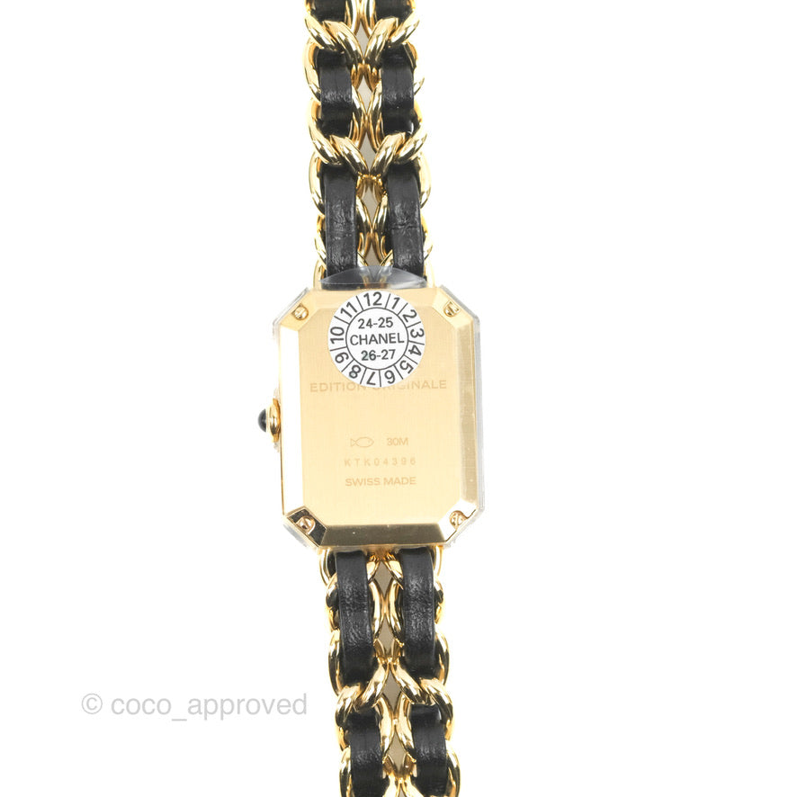Chanel Première Watch Black Leather Gold Tone Size S