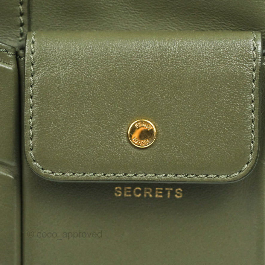 Fendi Mini Peekaboo Pocket Bag Olive Green Gold Hardware