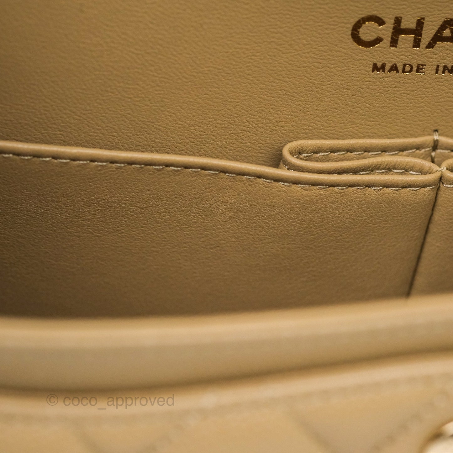 Chanel Small S/M Classic Flap Dark Beige Caviar Gold Hardware 21A