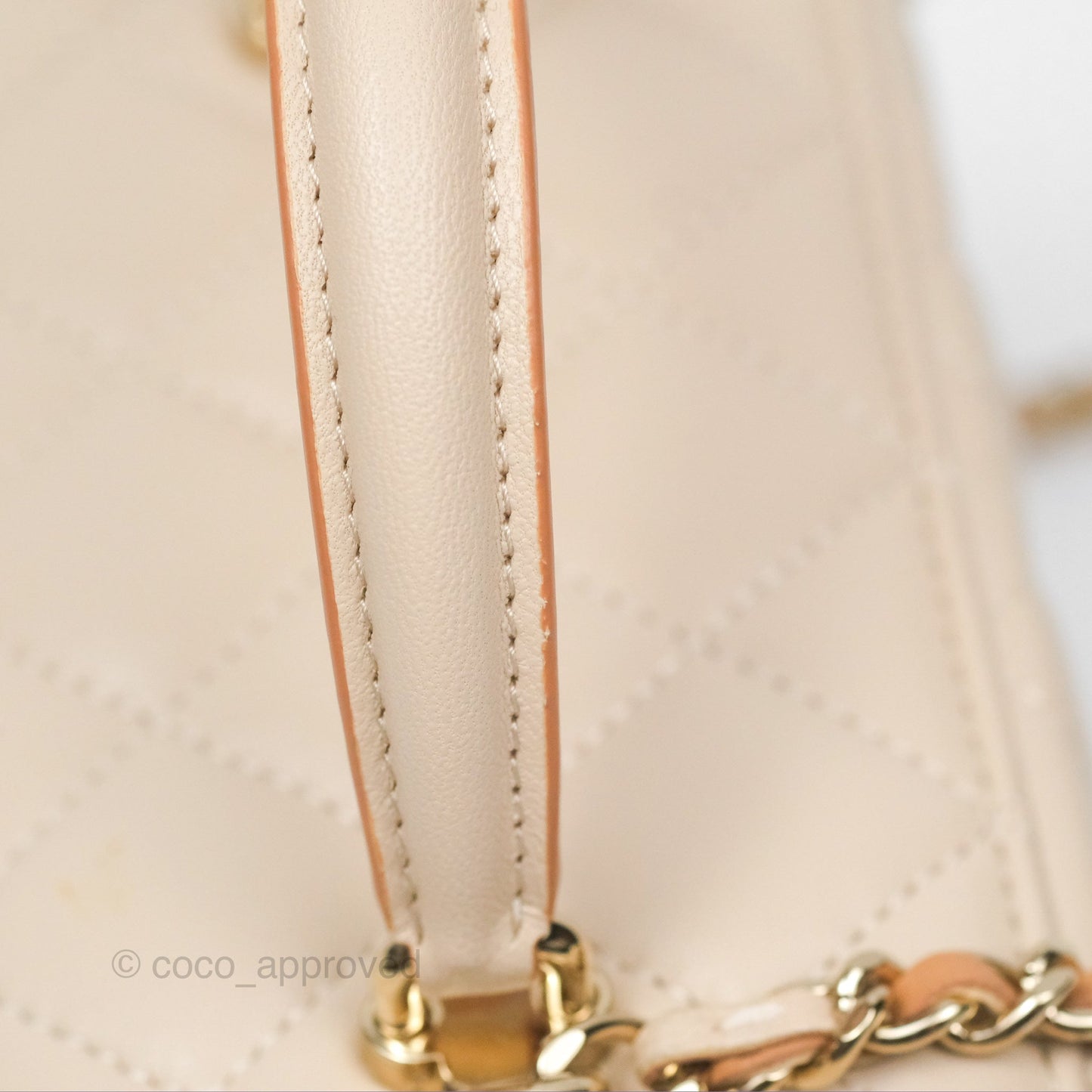 Chanel Vanity Rectangular Top Handle Ecru/Beige Lambskin Gold Hardware 23P