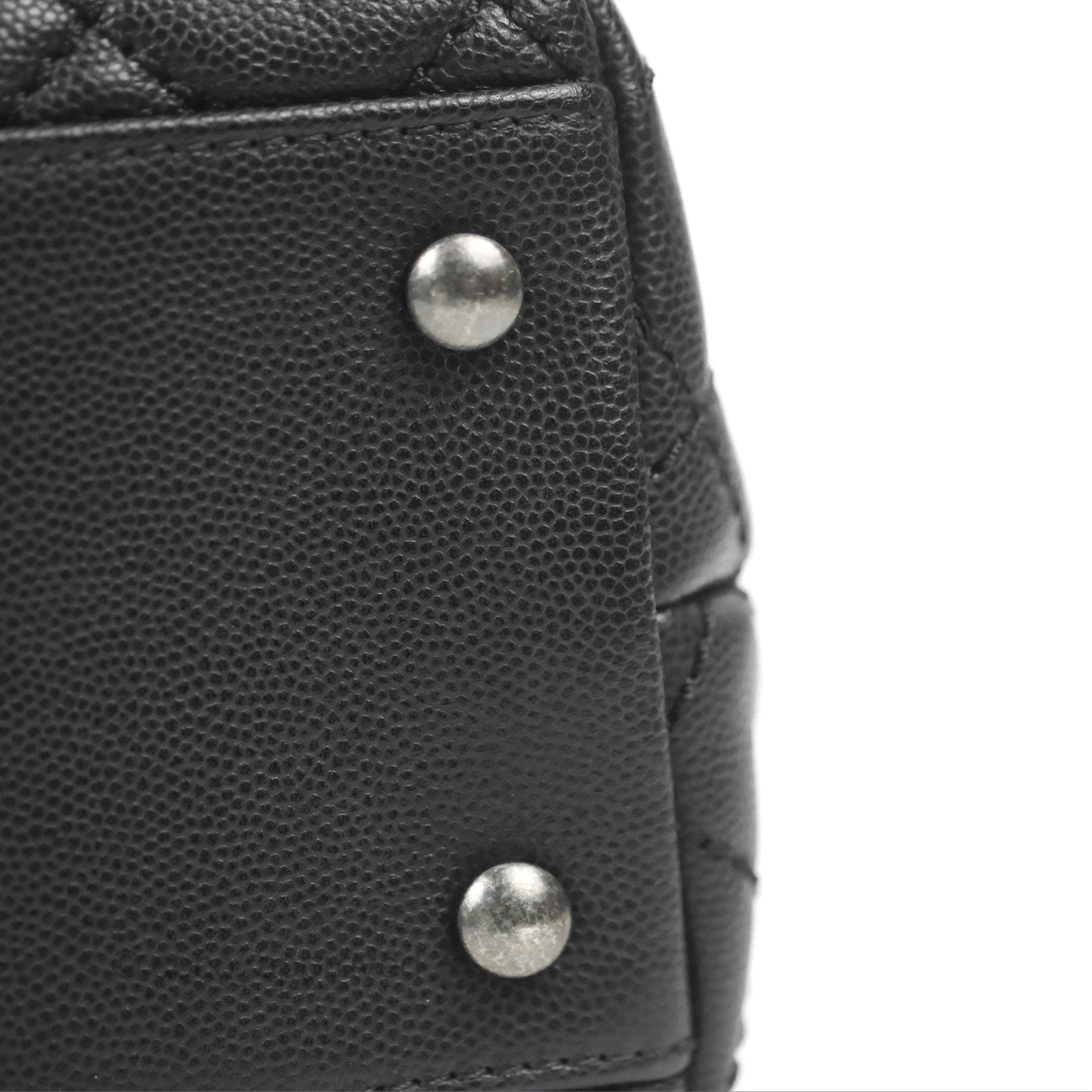 Chanel Large Coco Handle Quilted Black Caviar Ruthenium Hardware