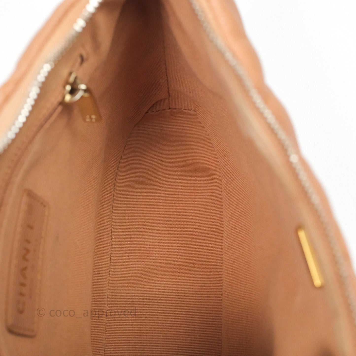 Chanel Small Hobo Shoulder Bag Caviar Beige Gold Hardware
